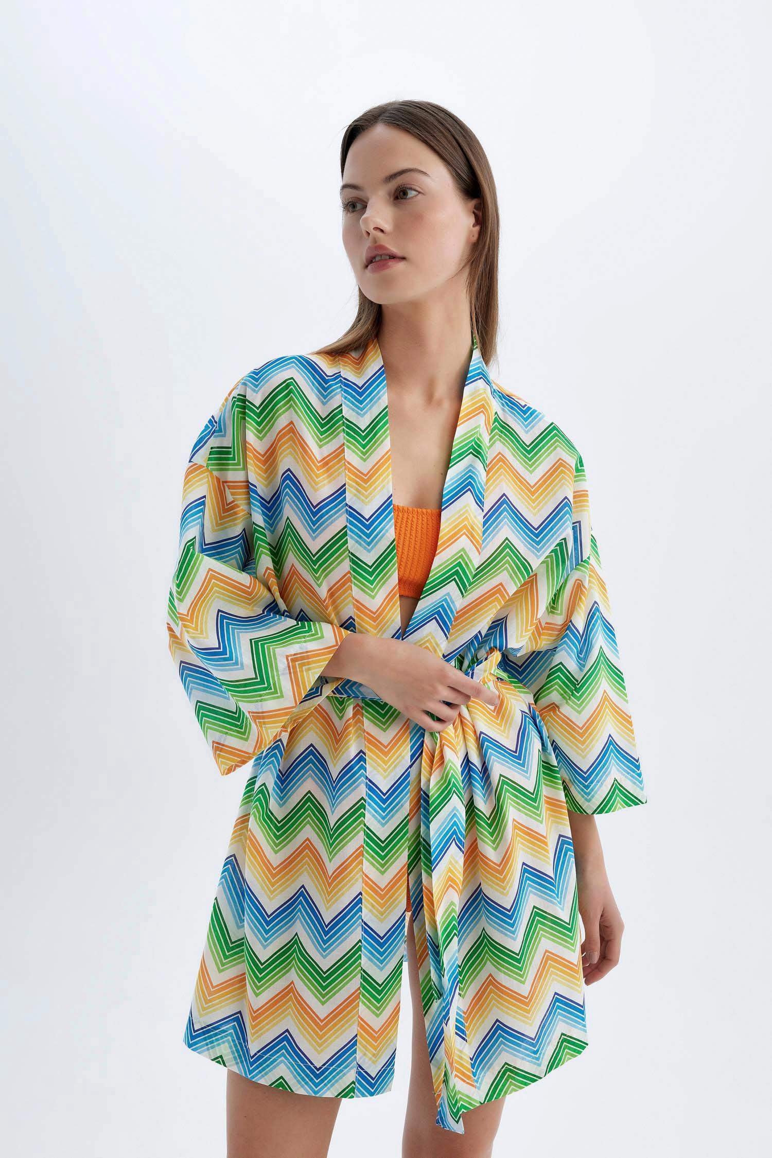Patterned Cotton Beach Kimono