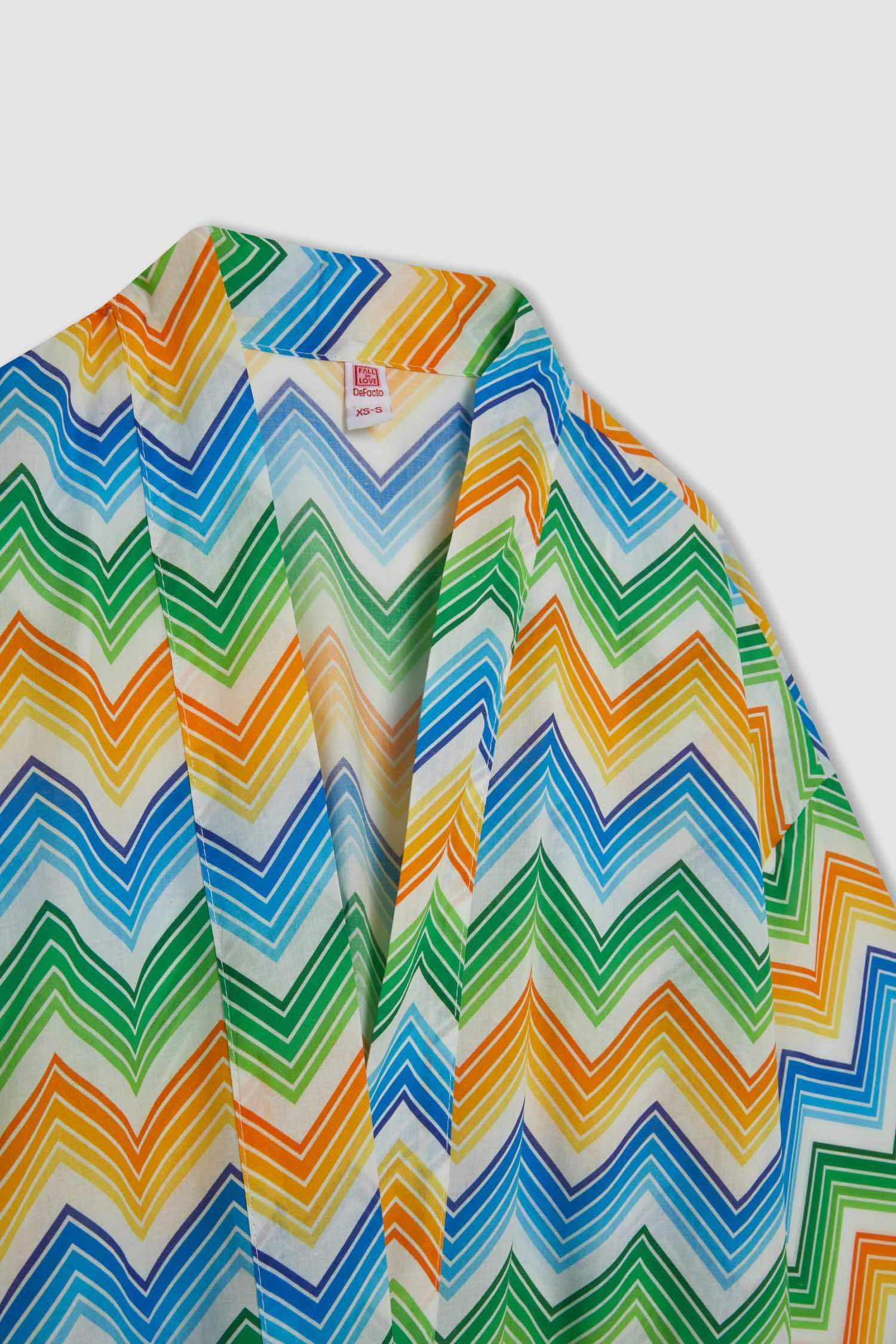 Patterned Cotton Beach Kimono