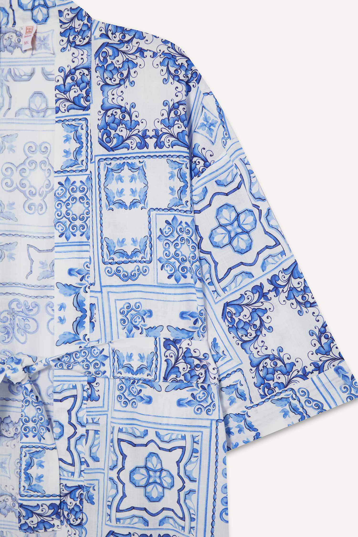 Regular Fit Desenli Kuşaklı Pamuklu Kimono-Fall in Love