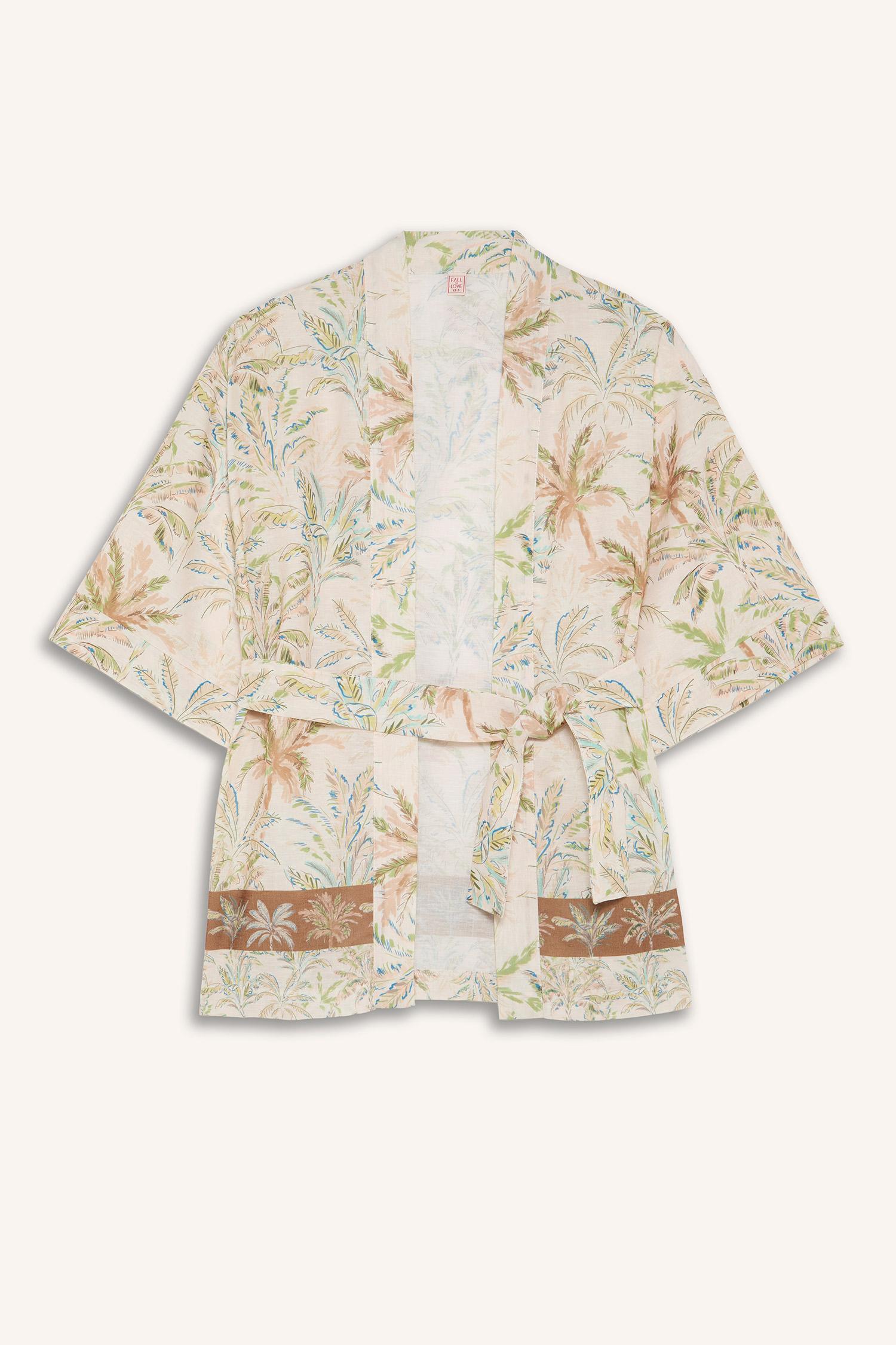 DeFacto Regular Fıt Desenli Kuşaklı Kimono görsel 5