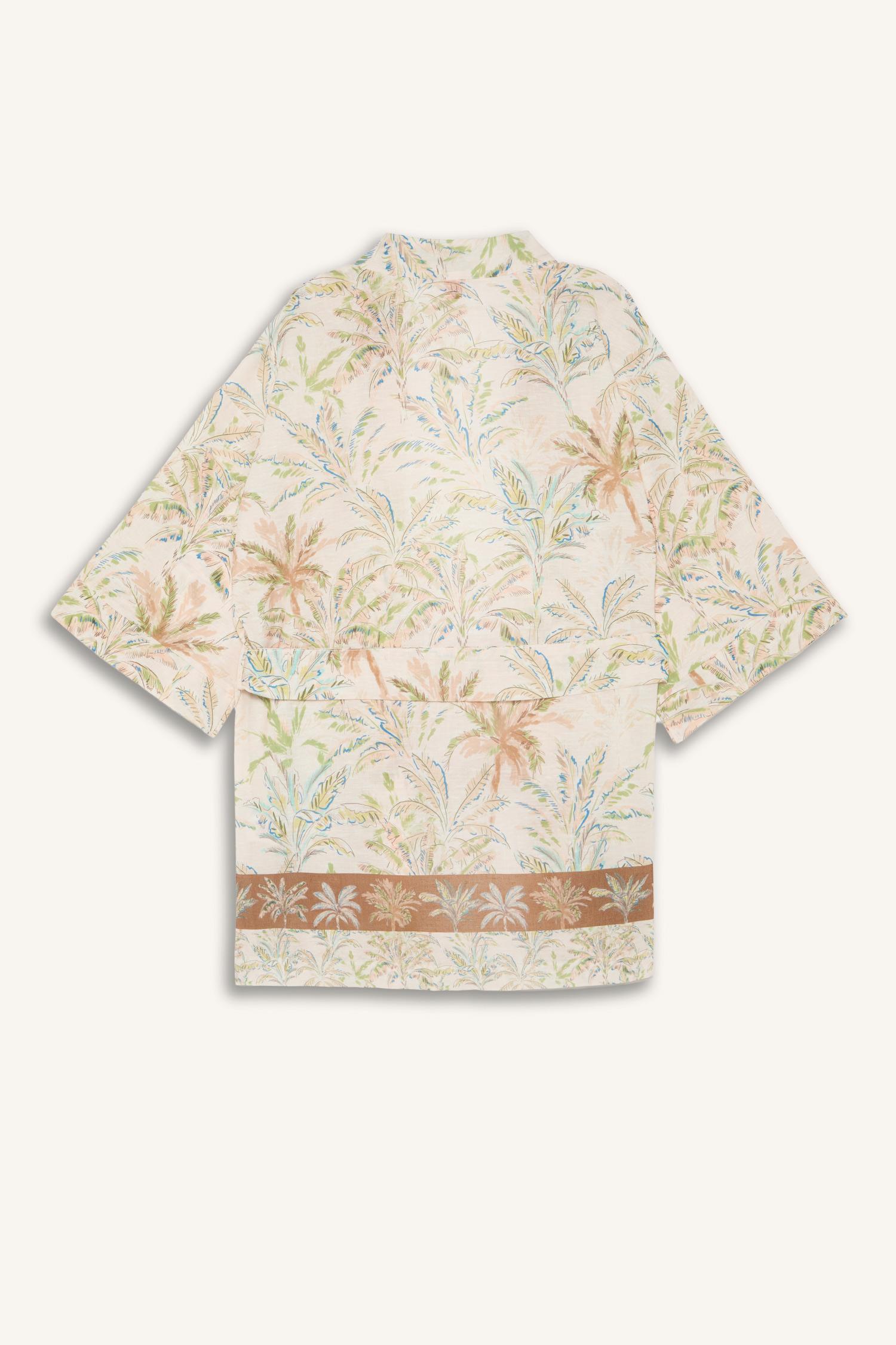 DeFacto Regular Fıt Desenli Kuşaklı Kimono görsel 7