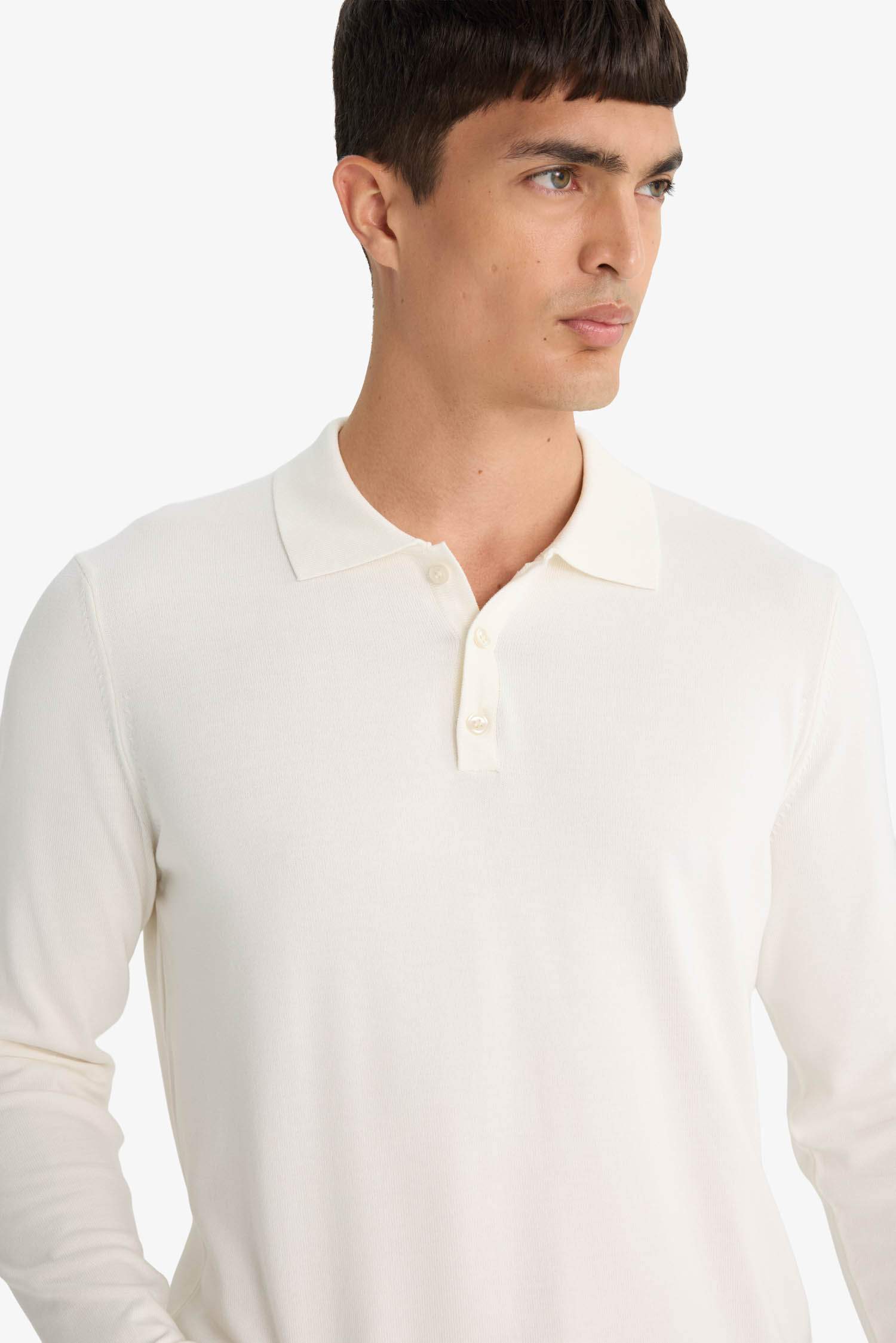 Cardigan en maille premium à col polo boutonné Coupe standard