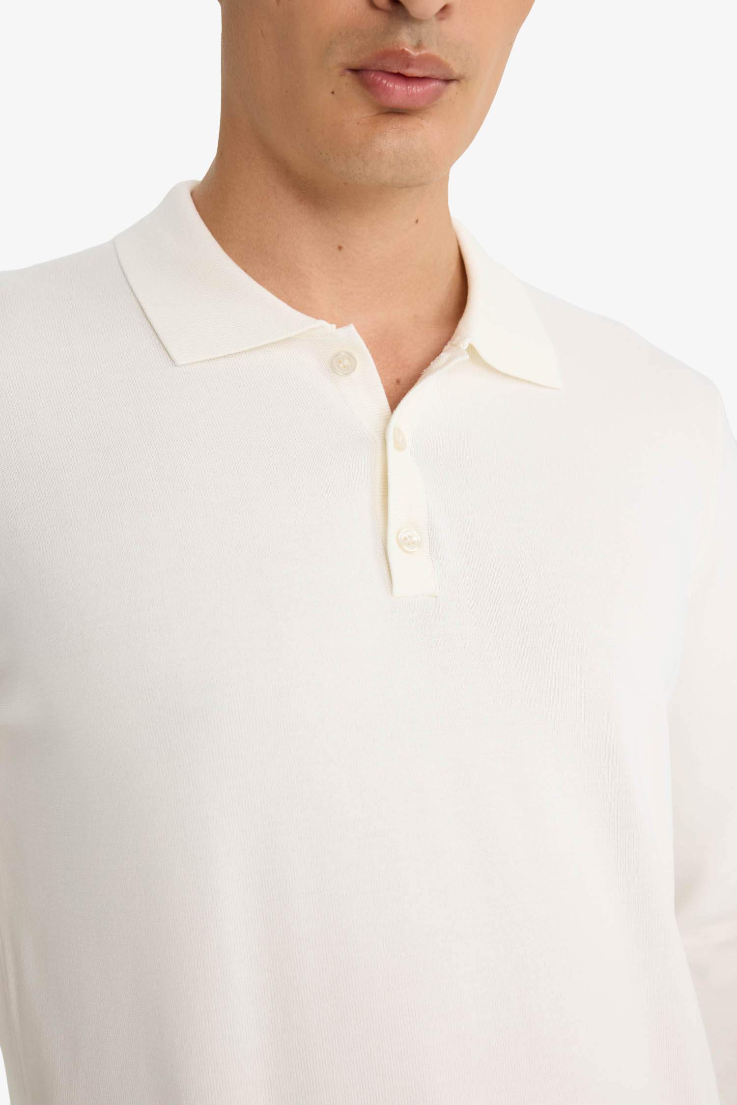 Cardigan en maille premium à col polo boutonné Coupe standard