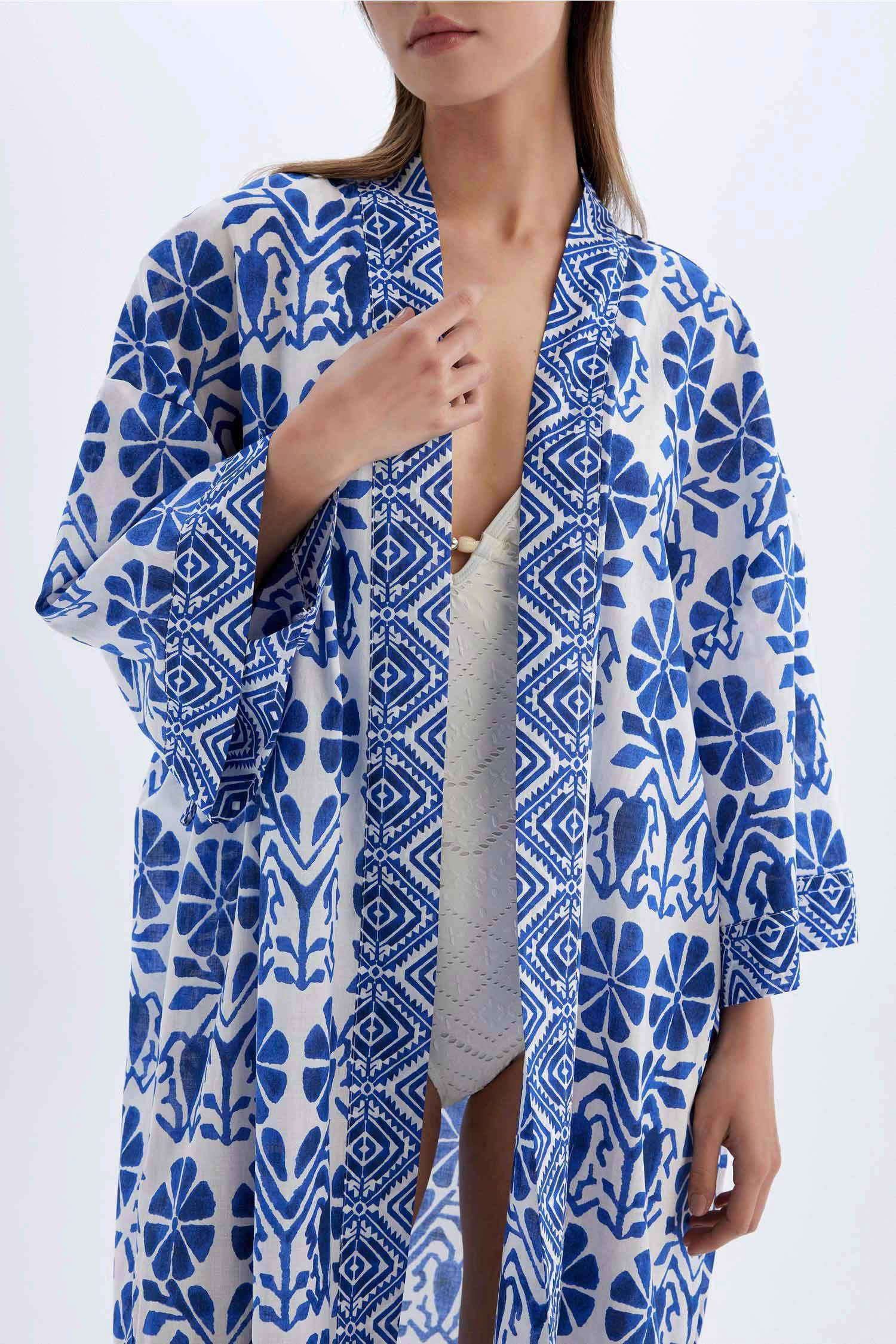 Etnik Desenli Pamuklu Plaj Elbisesi-Fall in Love