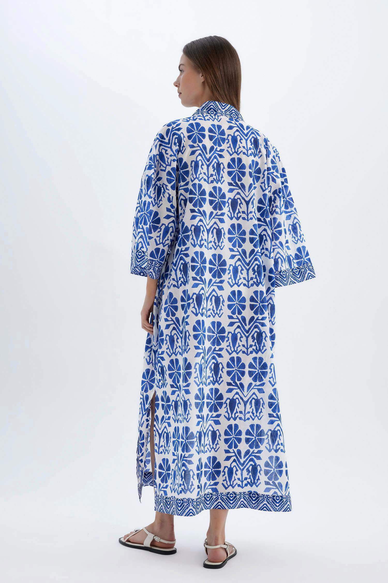 Etnik Desenli Pamuklu Plaj Elbisesi-Fall in Love