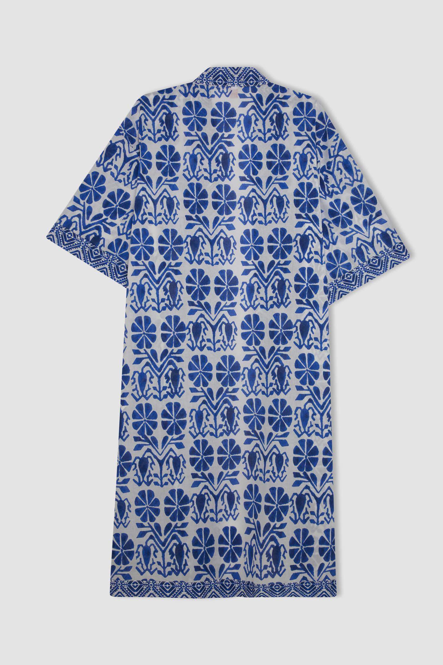 Etnik Desenli Pamuklu Plaj Elbisesi-Fall in Love