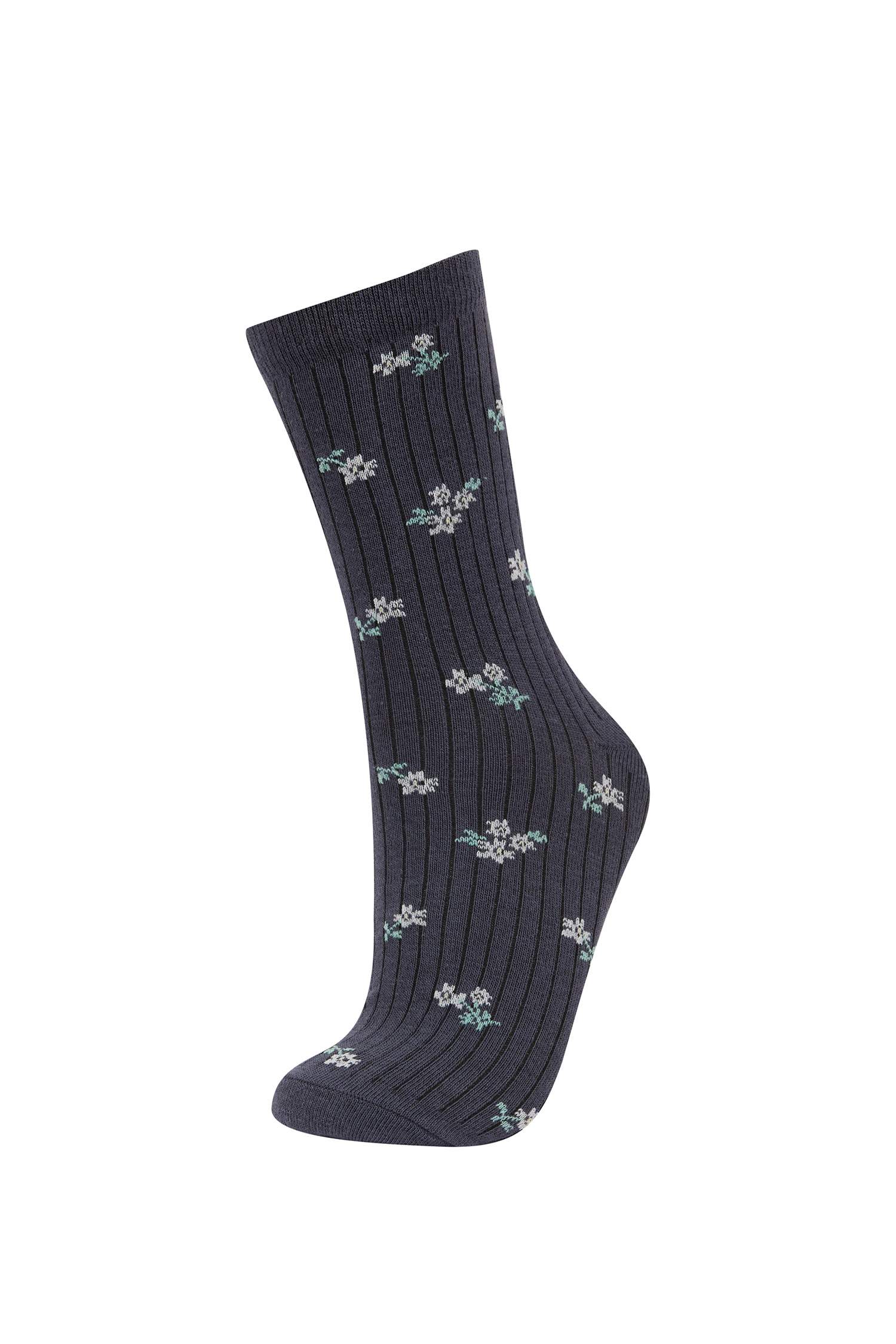 جوارب طويلة قطن نسائي فلورال - 5 قطع