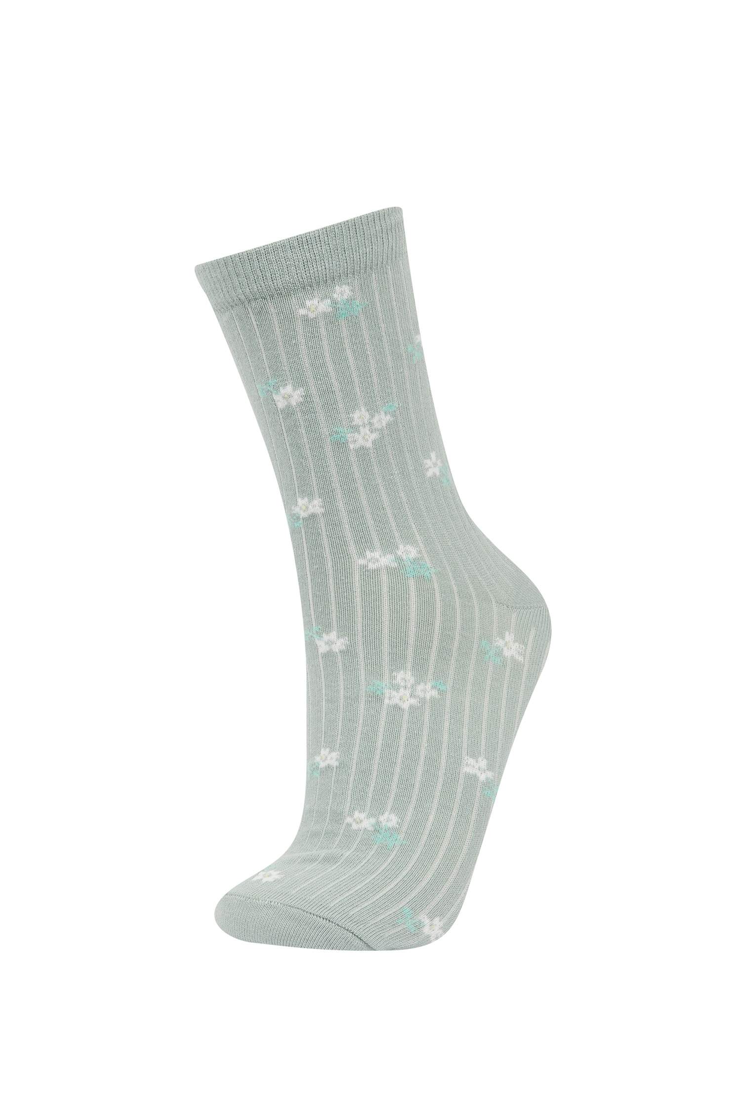 جوارب طويلة قطن نسائي فلورال - 5 قطع