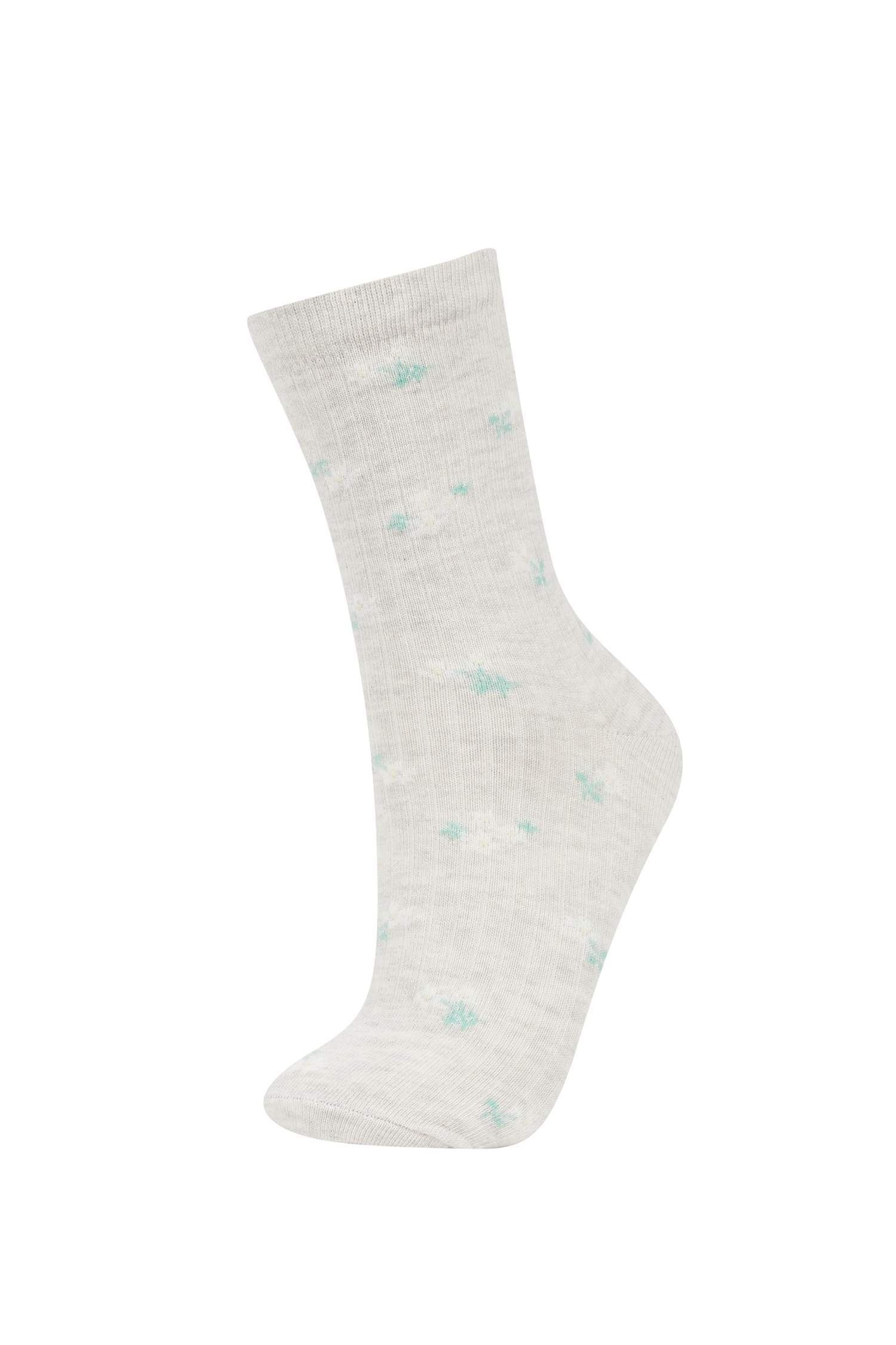 جوارب طويلة قطن نسائي فلورال - 5 قطع