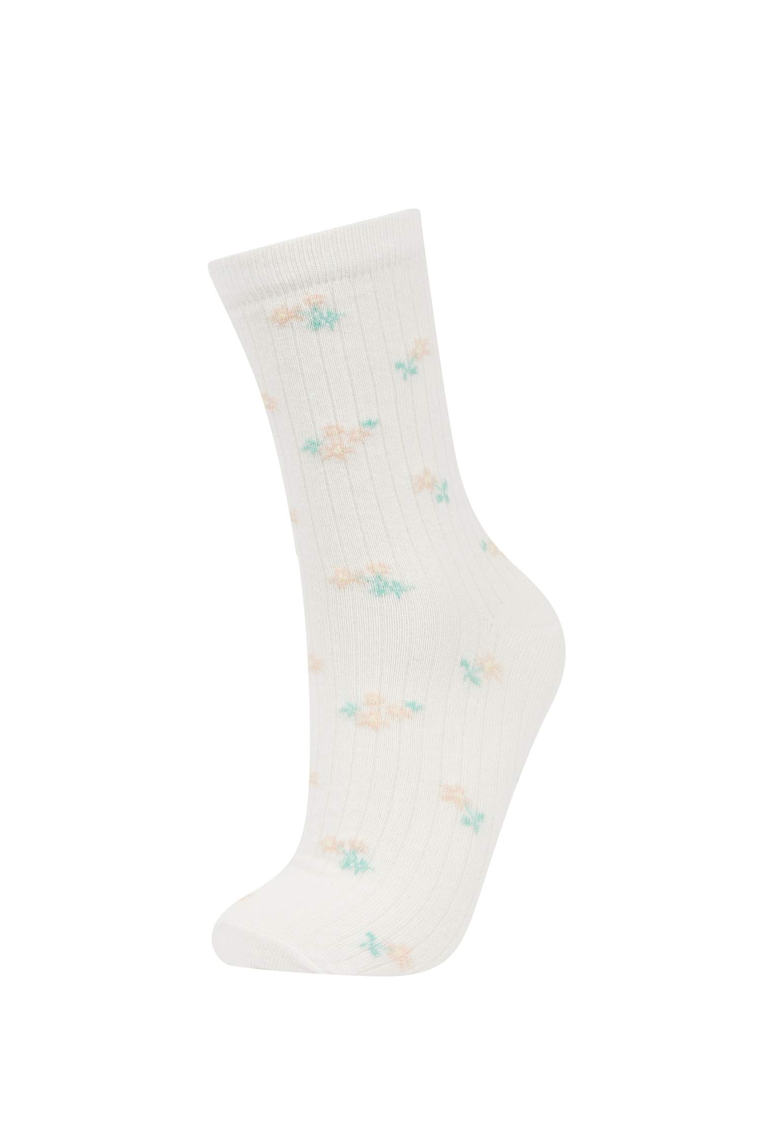 جوارب طويلة قطن نسائي فلورال - 5 قطع