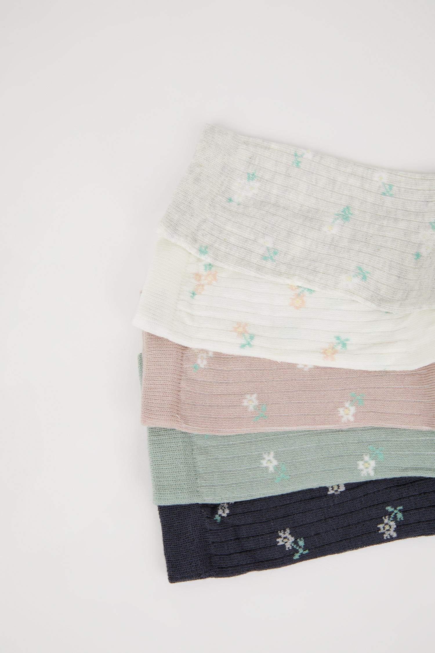 جوارب طويلة قطن نسائي فلورال - 5 قطع