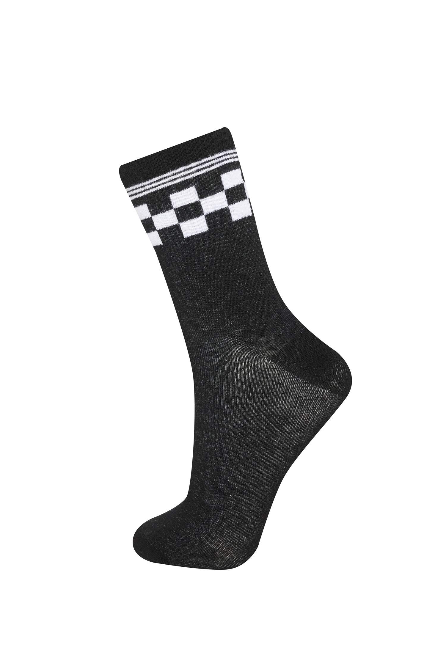 Kadın Kalp Desenli 3'lü Pamuklu Uzun Çorap