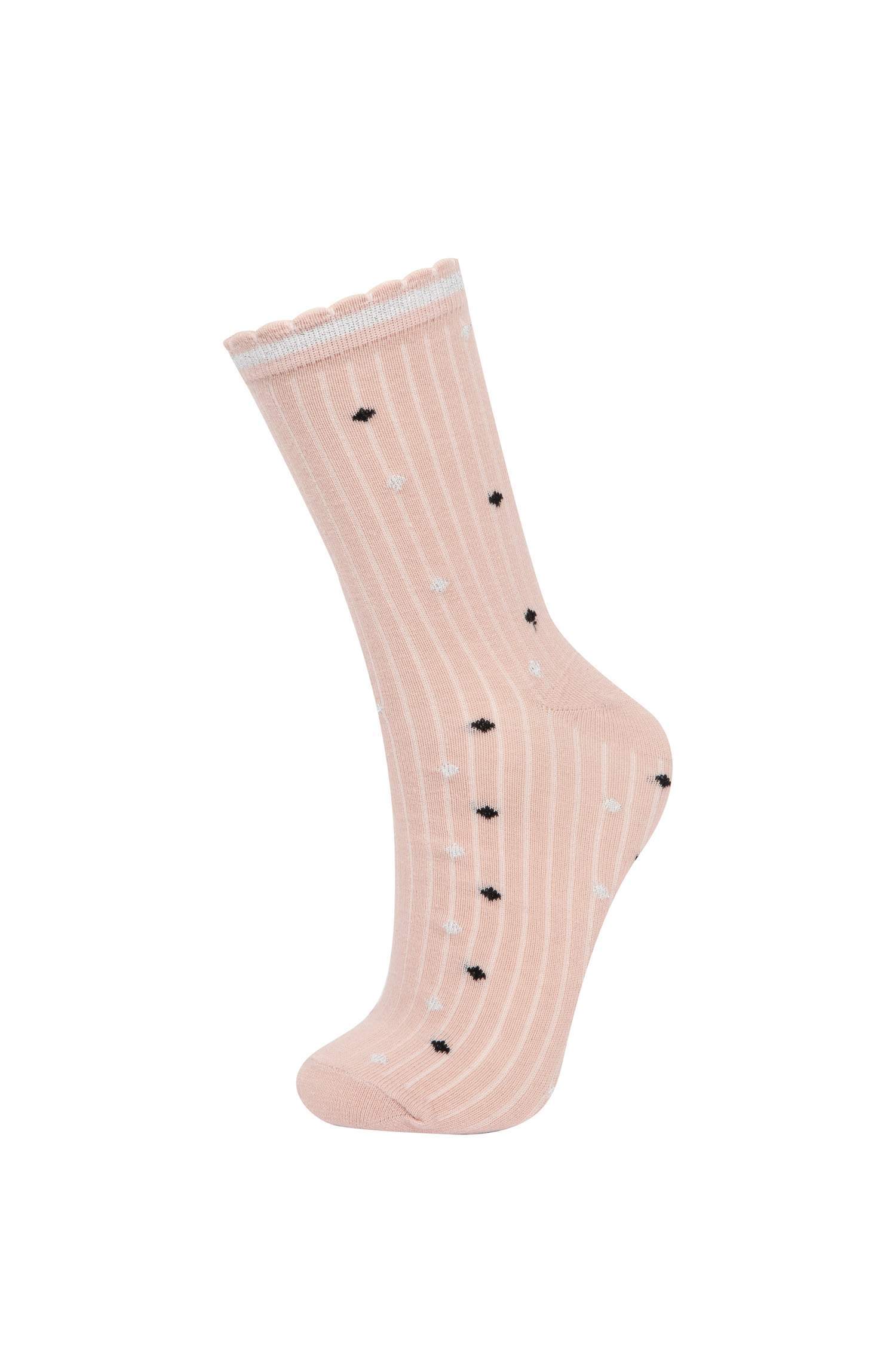 Kadın Simli 5'li Pamuklu Uzun Çorap