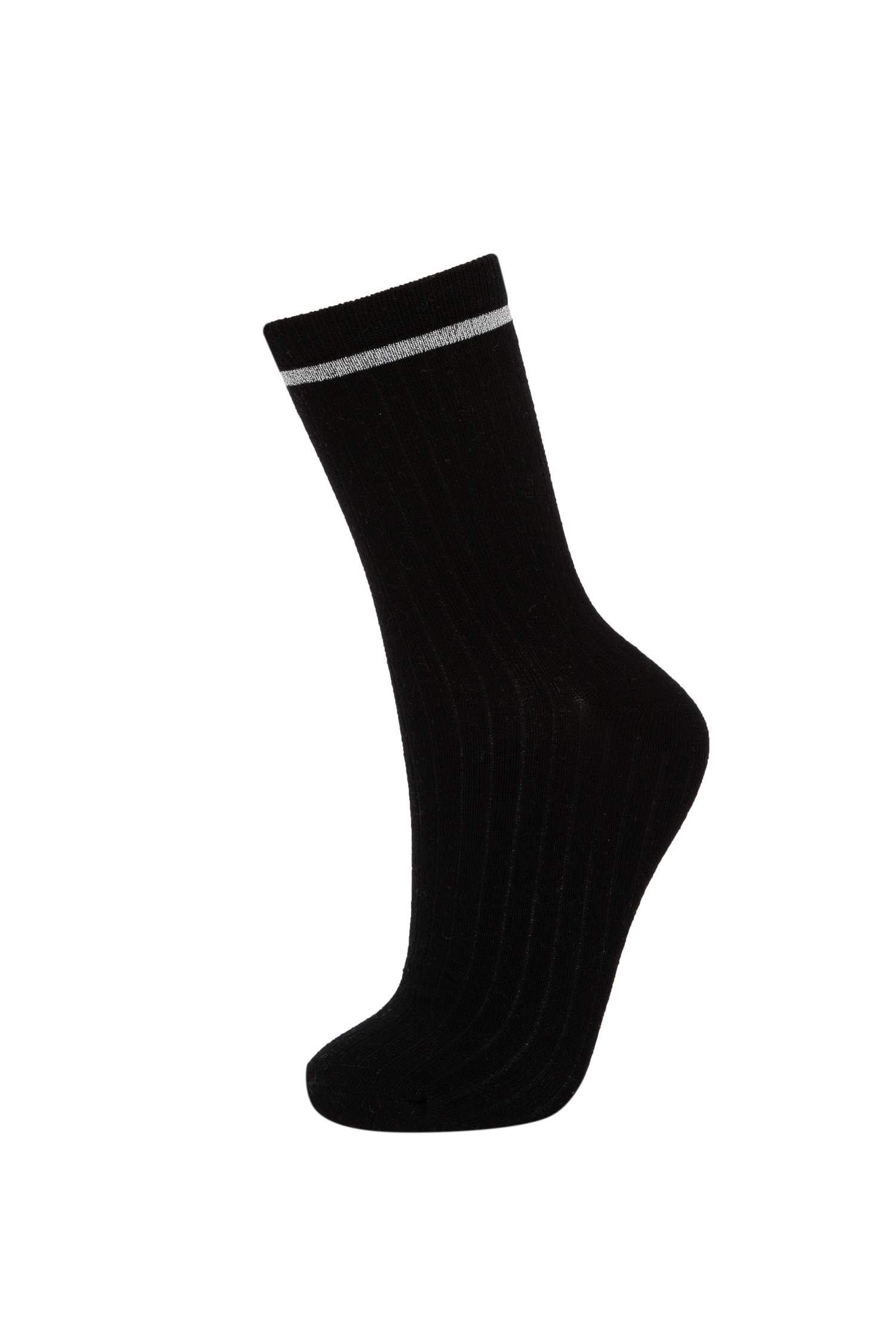 Kadın Simli 5'li Pamuklu Uzun Çorap