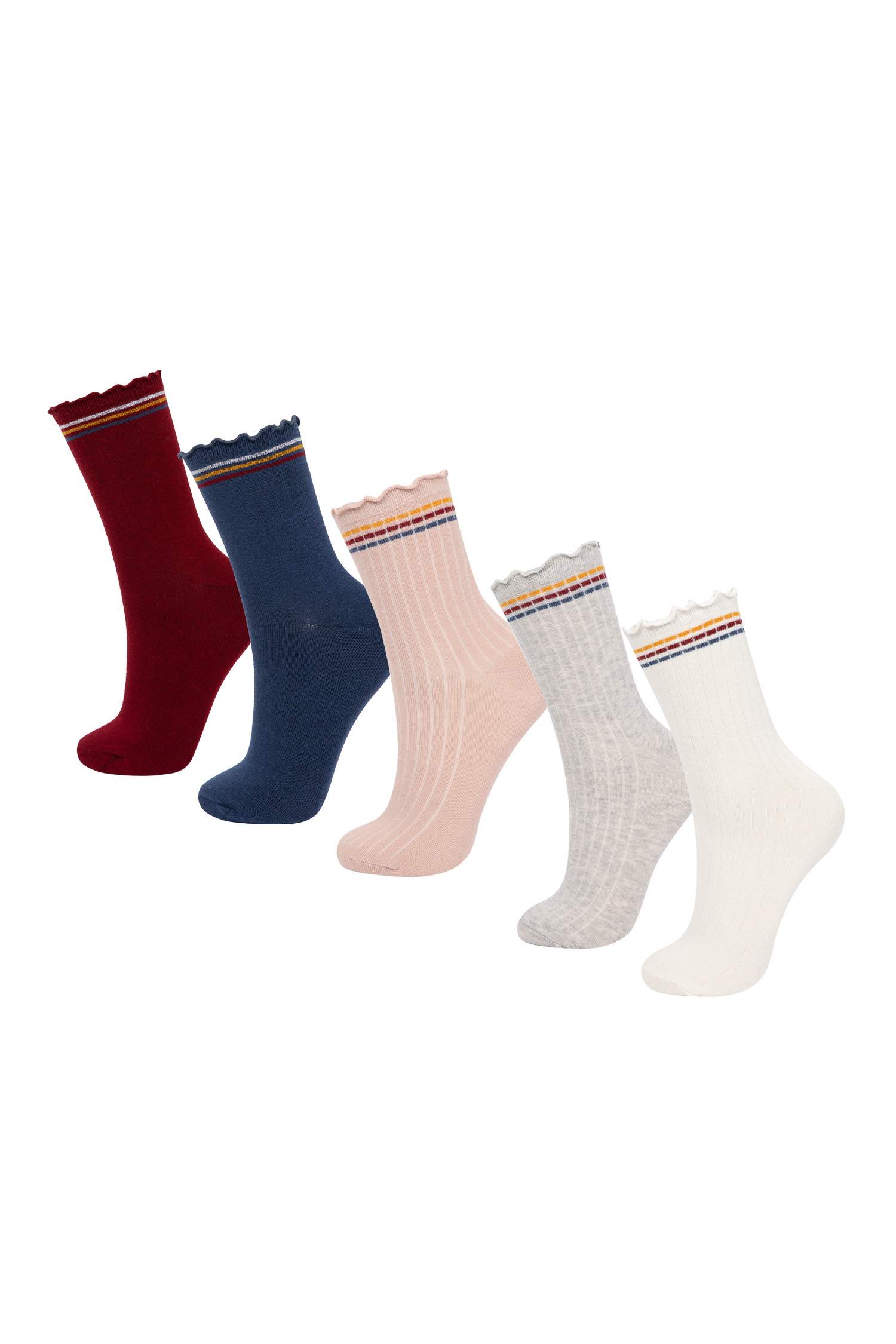 Woman Comfortable Elastic 5 Piece Cotton Long Socks