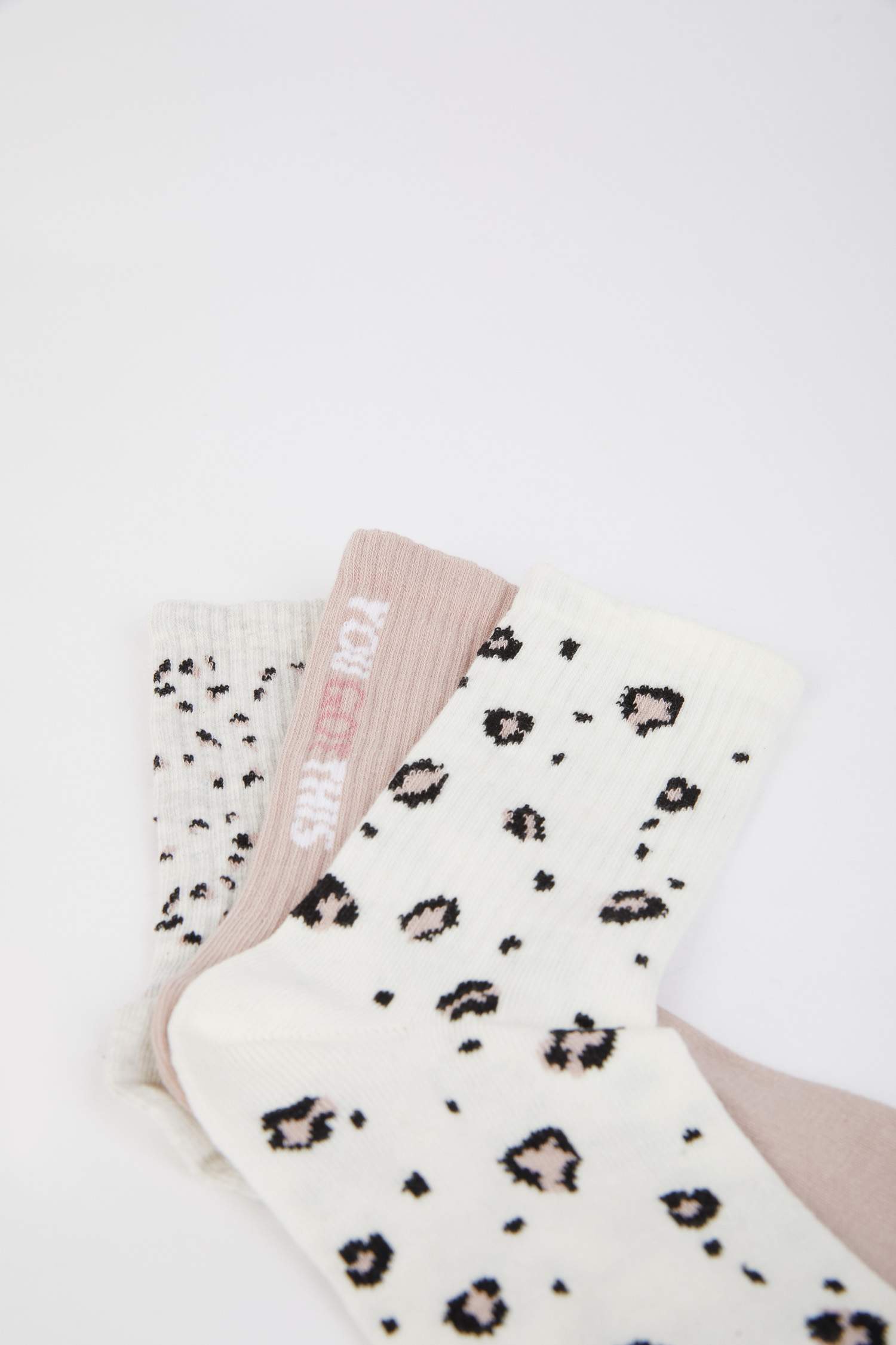 Kadın Hayvan Baskılı Rahat Lastikli 3'lü Pamuklu Uzun Çorap