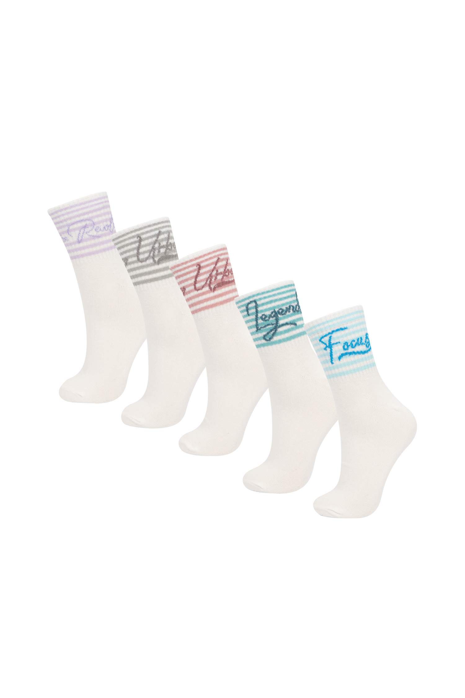 Lot de 5 paires de Chaussettes longues en coton confortables et élastiques pour Femme
