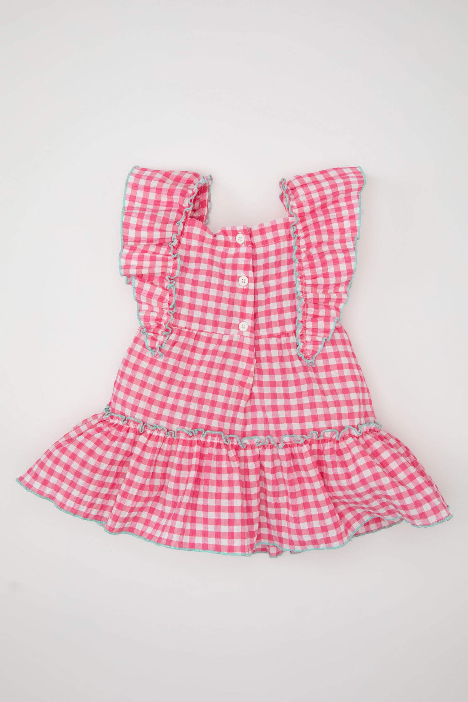 Baby Girl Checked Sleeveless Crinkle Dress