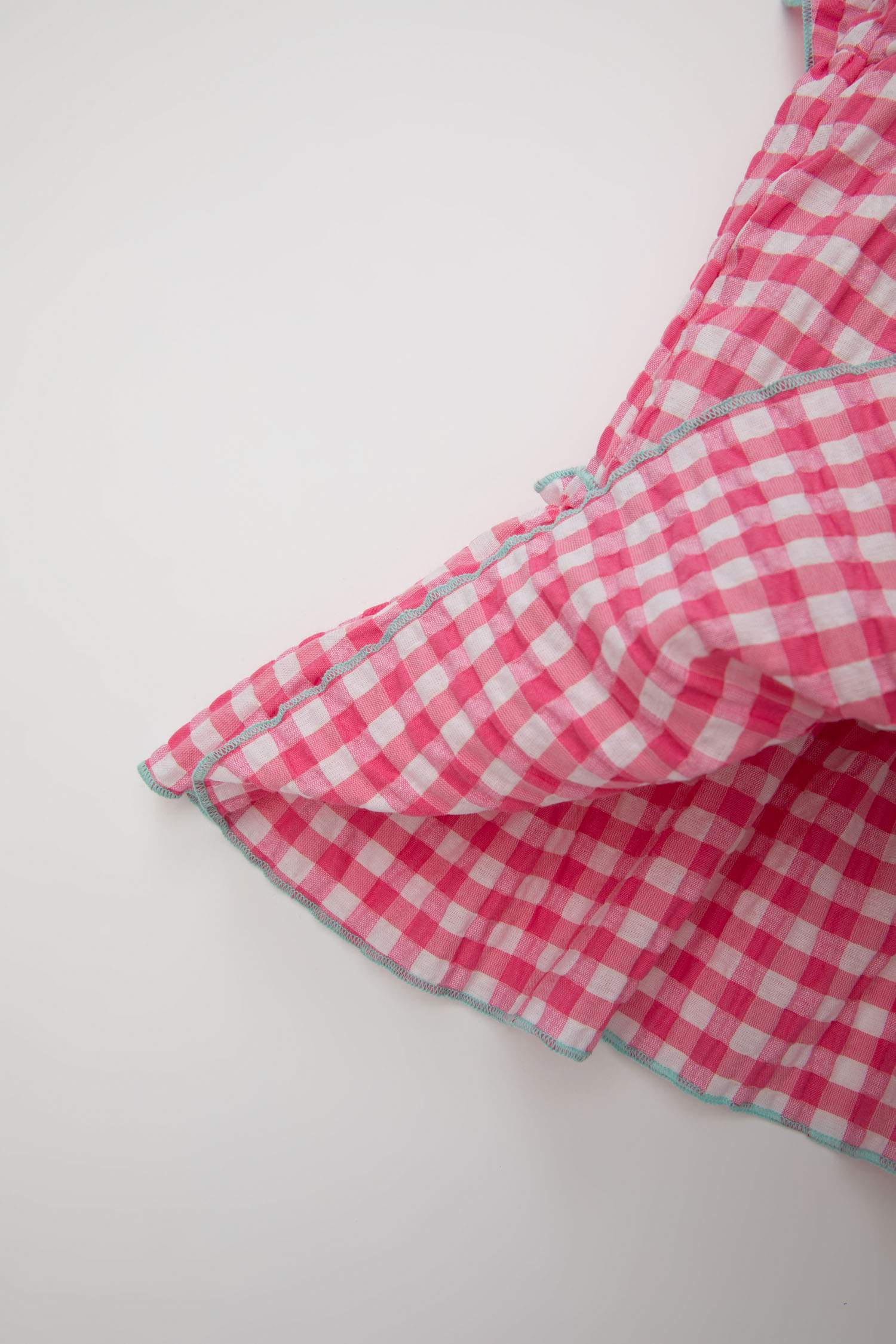 Baby Girl Checked Sleeveless Crinkle Dress