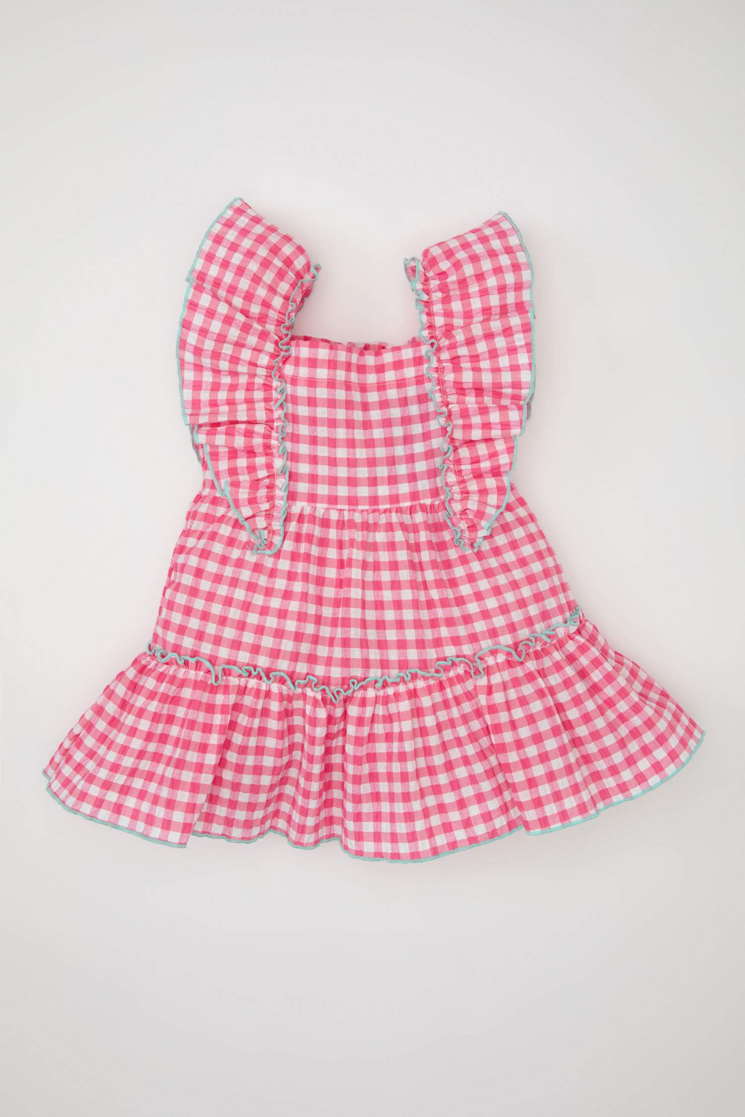 Robe sans Manches à Carreaux en Tissu Froissé pour Bébé Fille