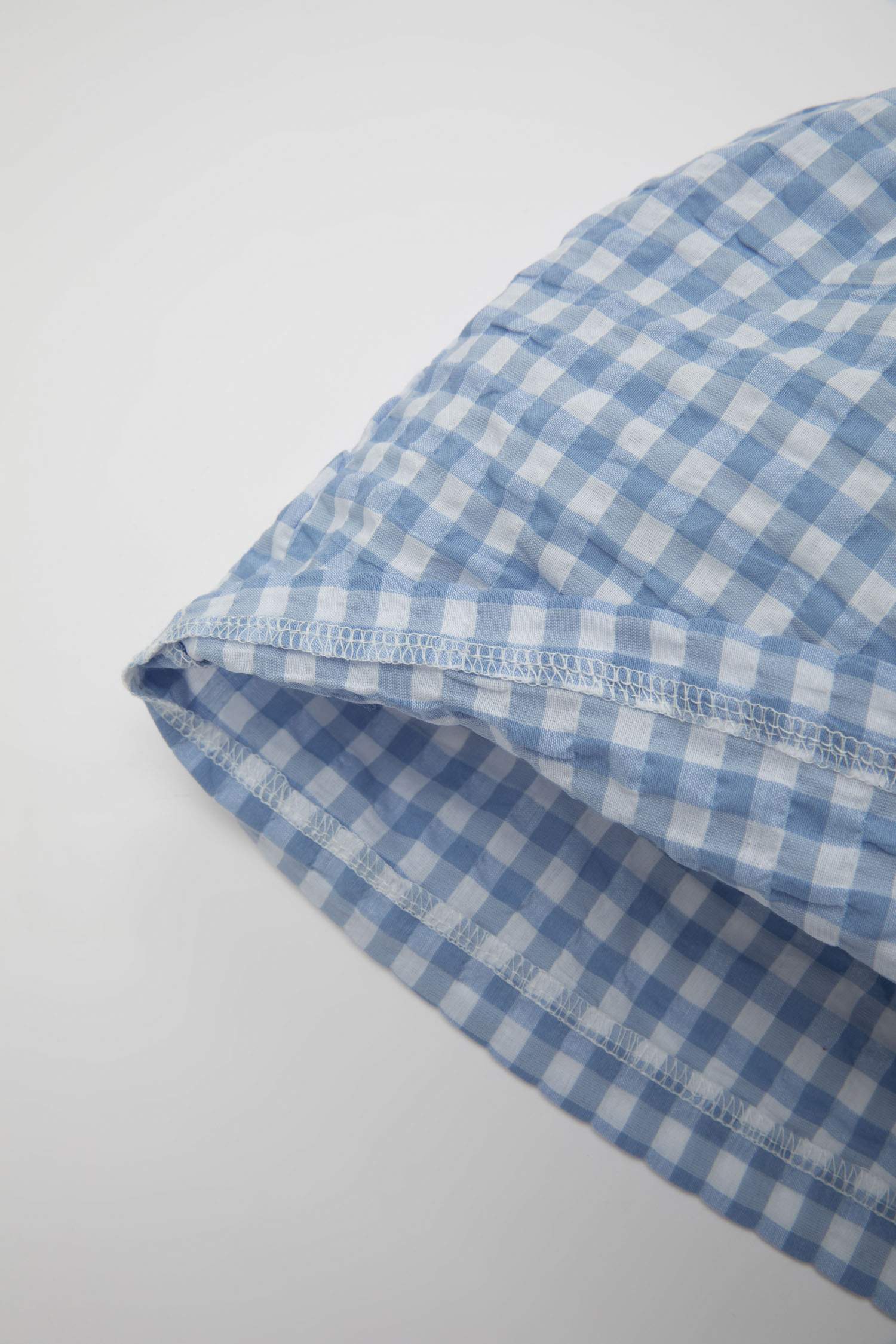 Kız Bebek Kareli Kolsuz Krinkıl Elbise