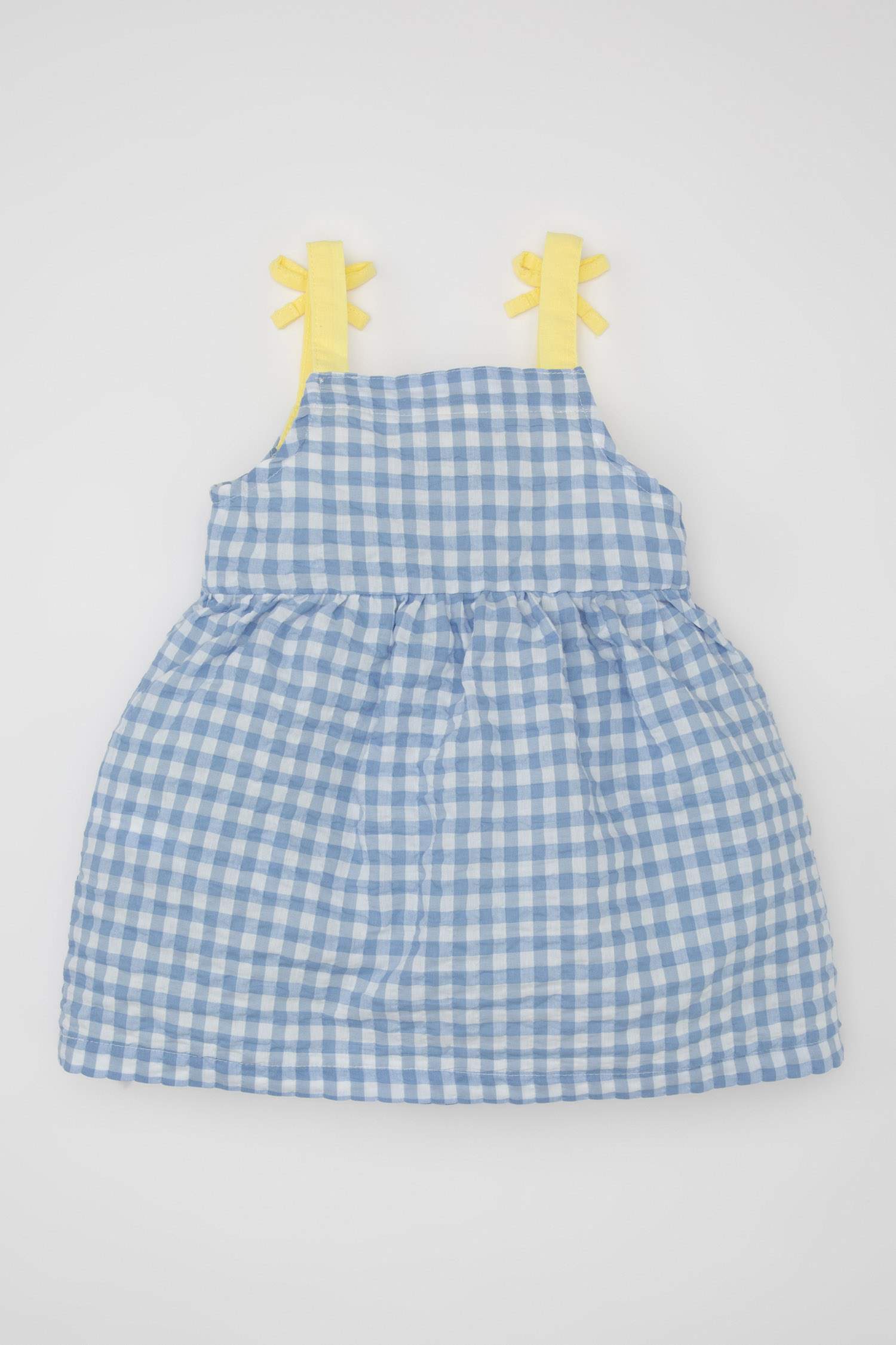 Kız Bebek Kareli Kolsuz Krinkıl Elbise