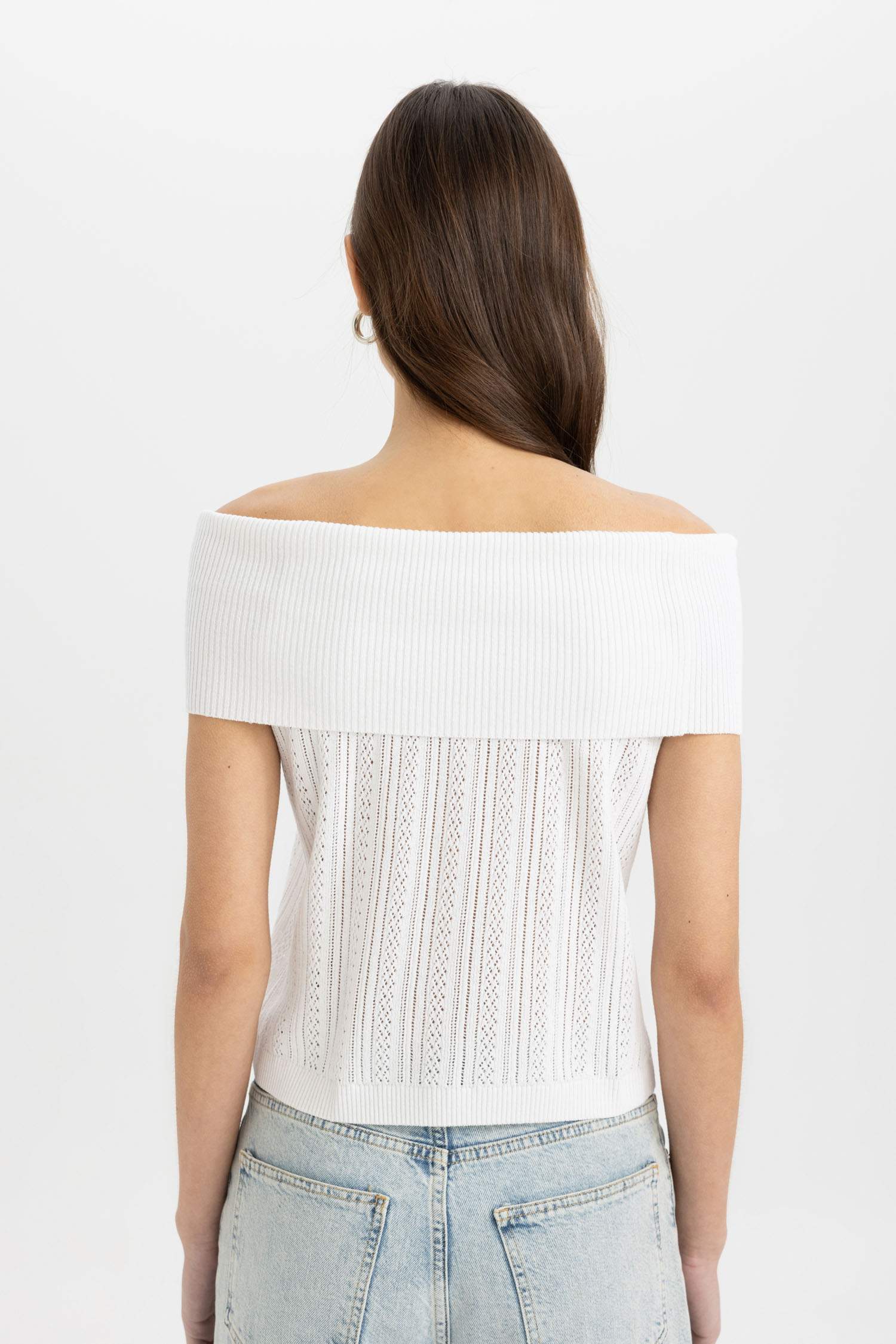 Fitted Open Shoulder Blouse