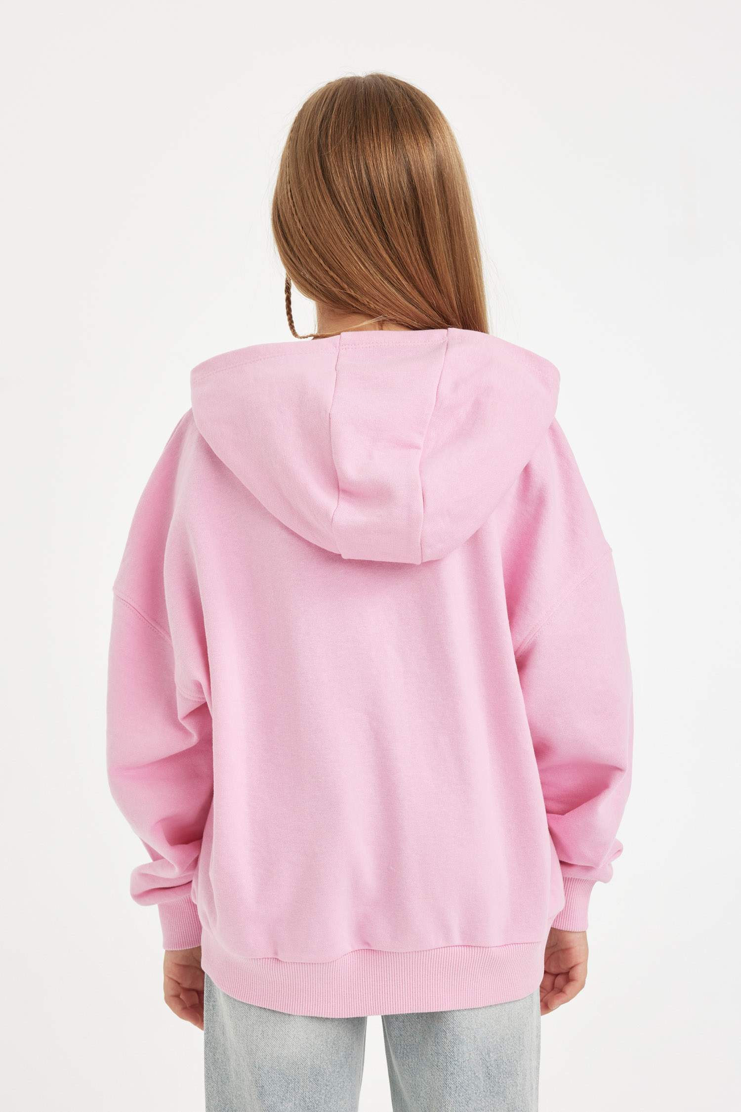 Girl Oversize Fit Hooded Bear Printed Sweatshirt
