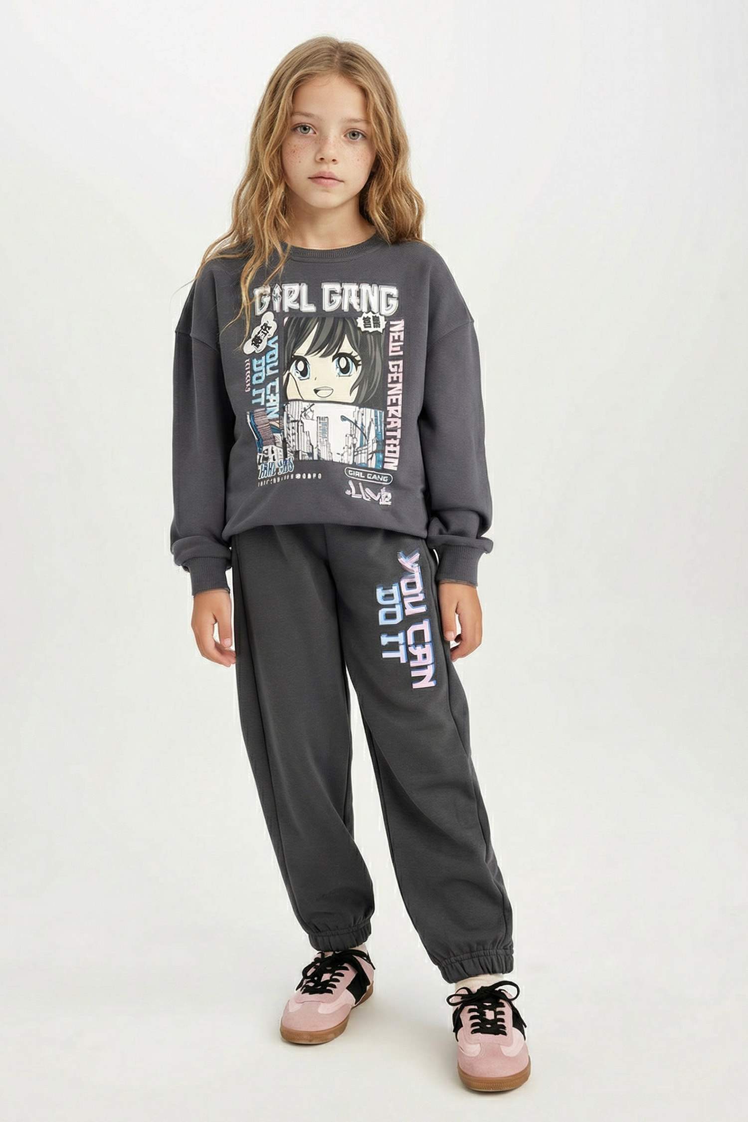 Girl Oversize Fit Printed Sweatshirt