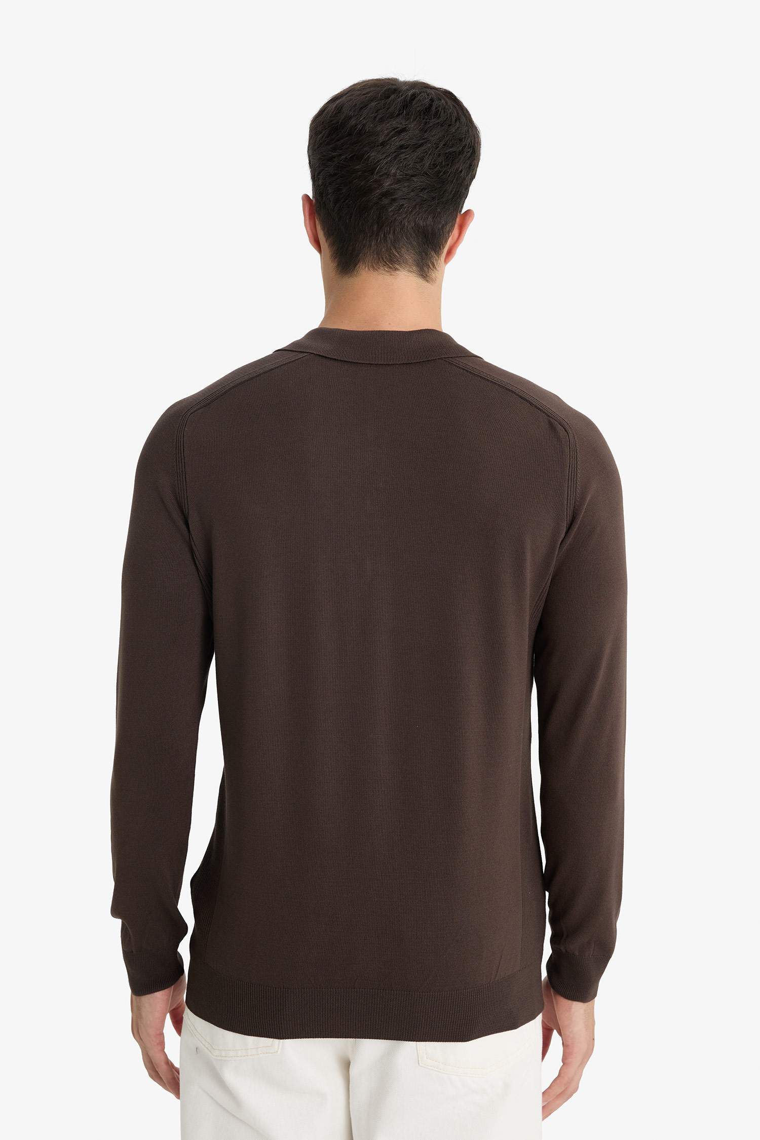 Standart Fit Polo Yaka Yarım Fermuarlı Premium Triko Kazak