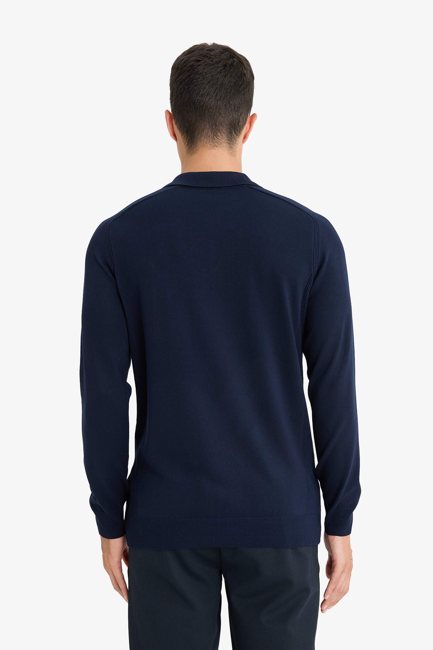 Standart Fit Polo Yaka Yarım Fermuarlı Premium Triko Kazak