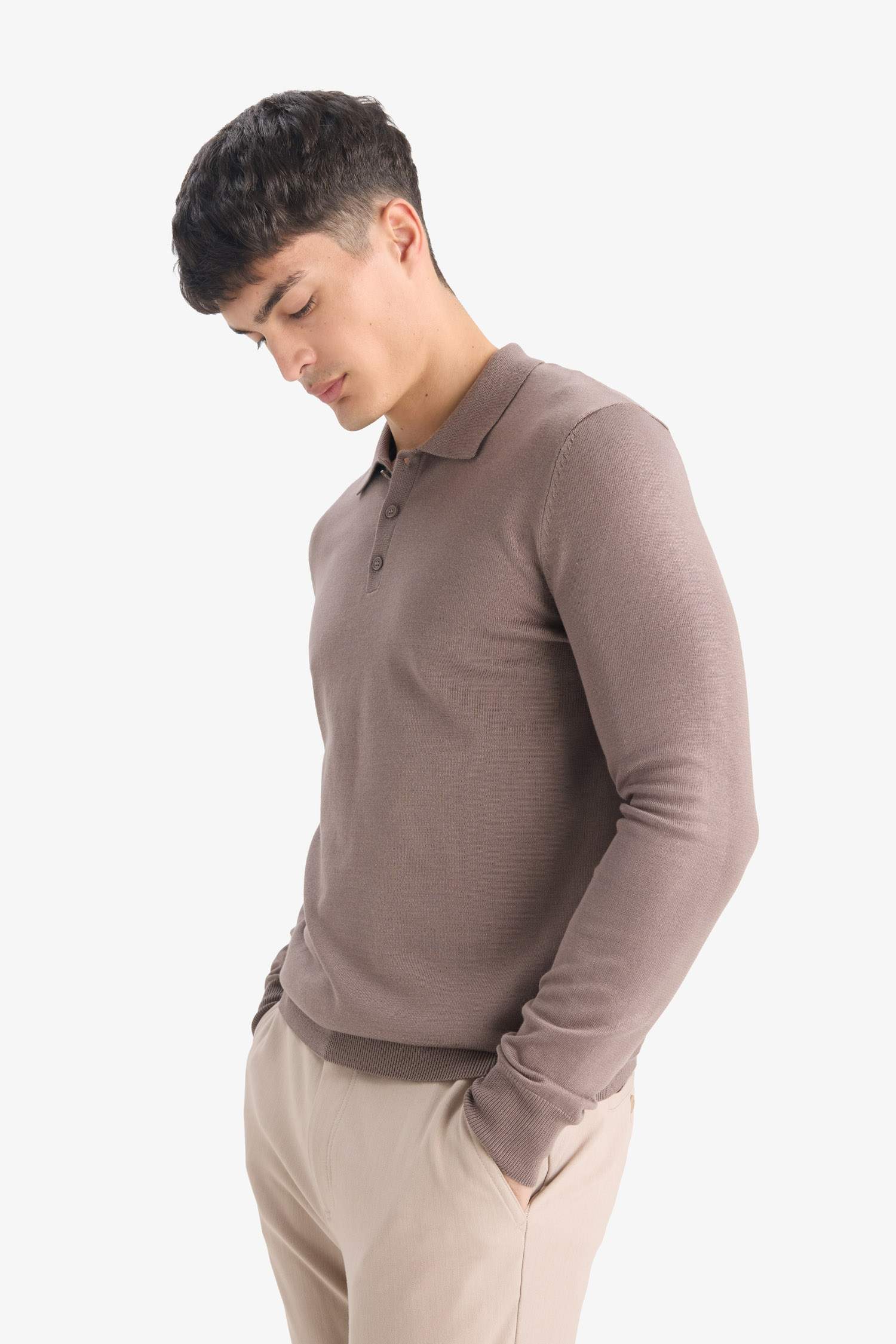 Pull en tricot à col polo Coupe standard