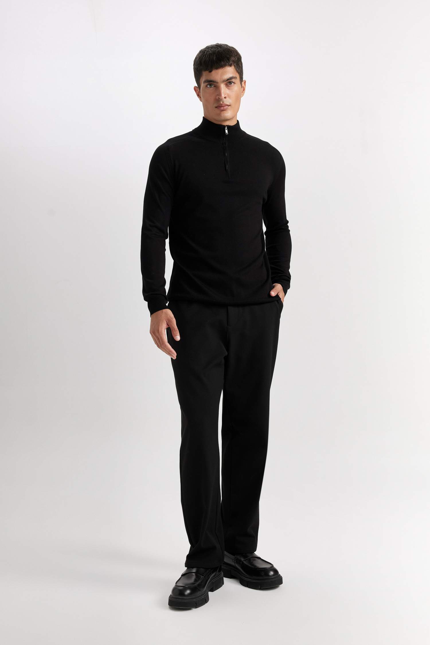 Standard Fit Half Zipper Soft Textured Premium Knitwear Pullover