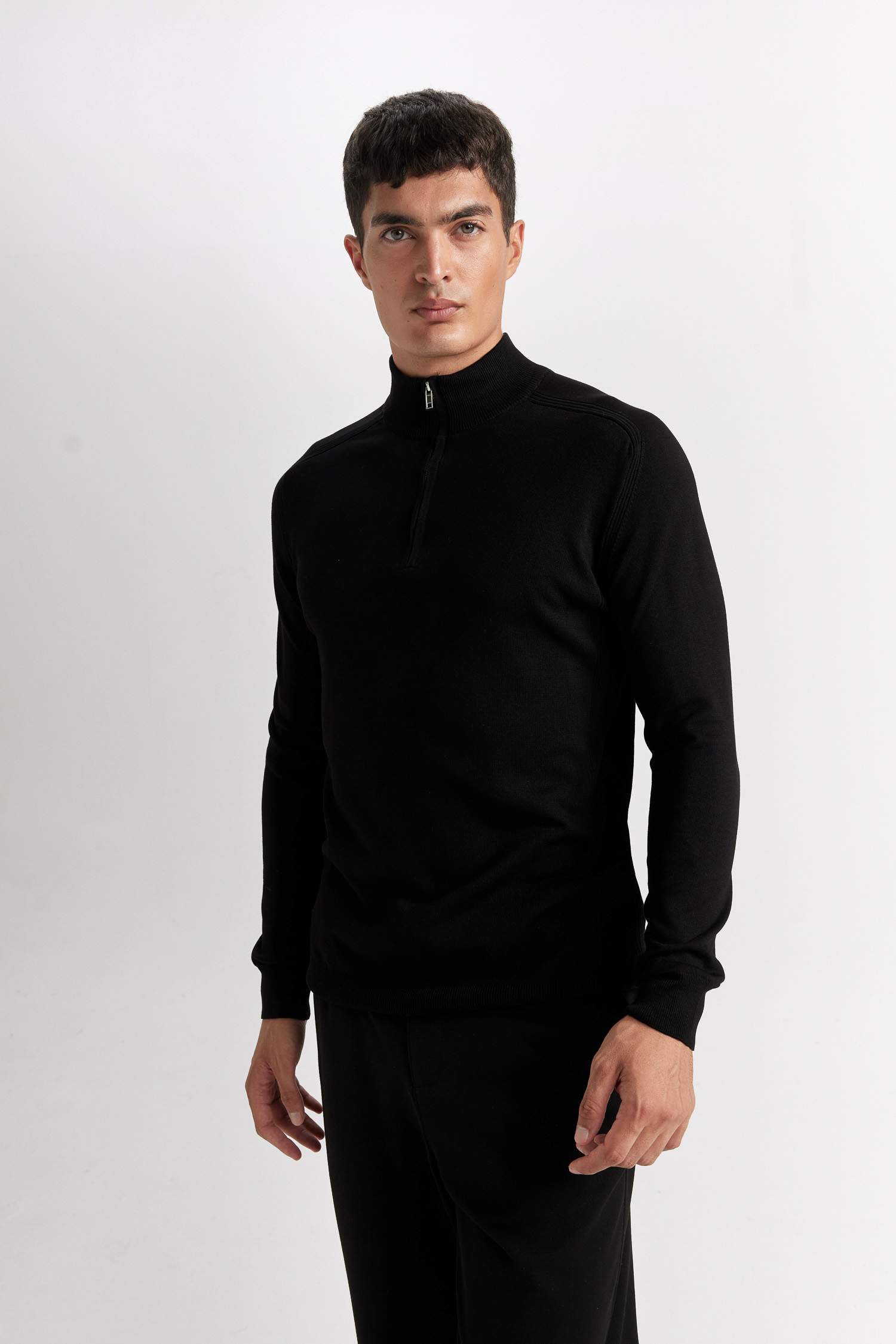 Standard Fit Half Zipper Soft Textured Premium Knitwear Pullover