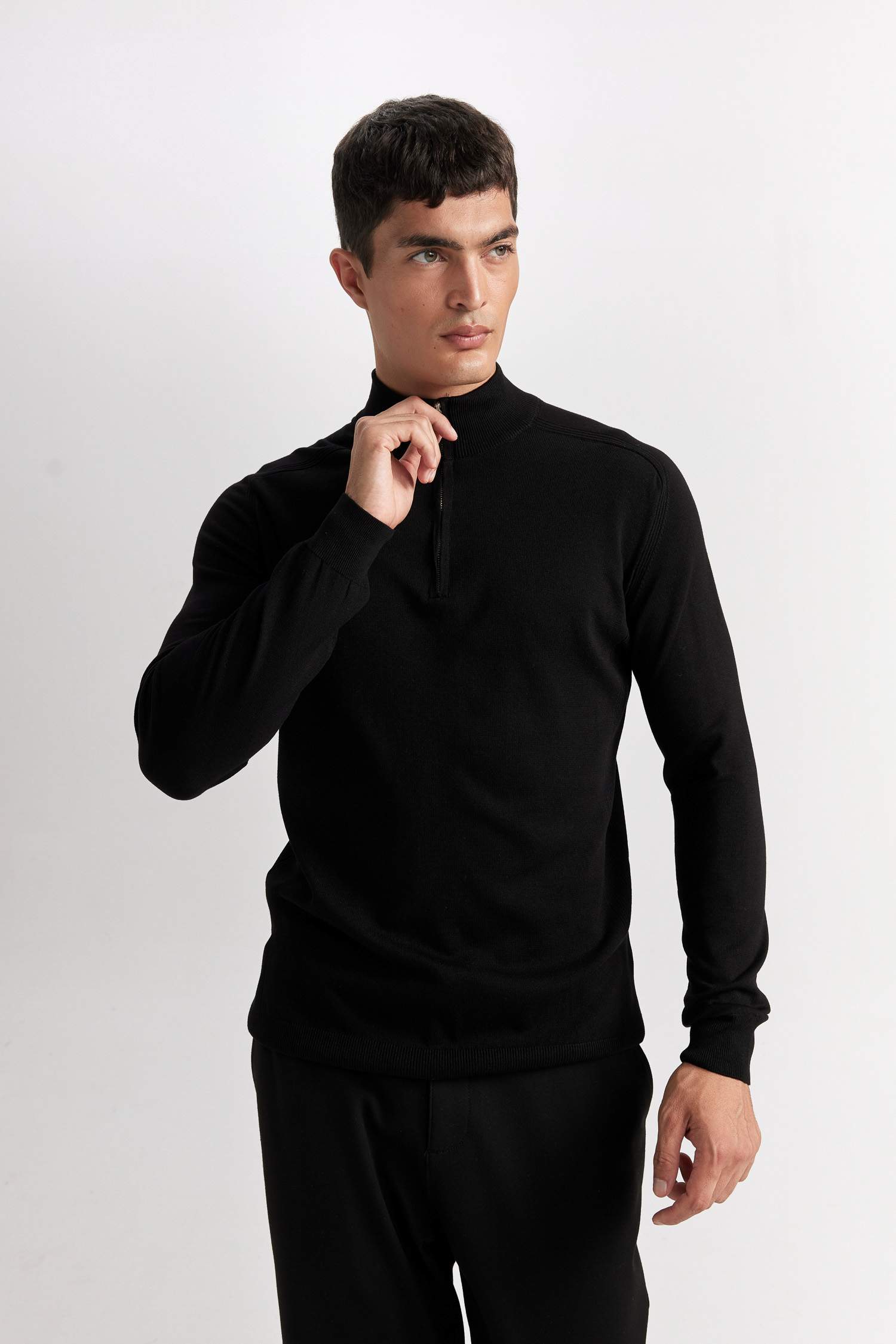 Standard Fit Half Zipper Soft Textured Premium Knitwear Pullover