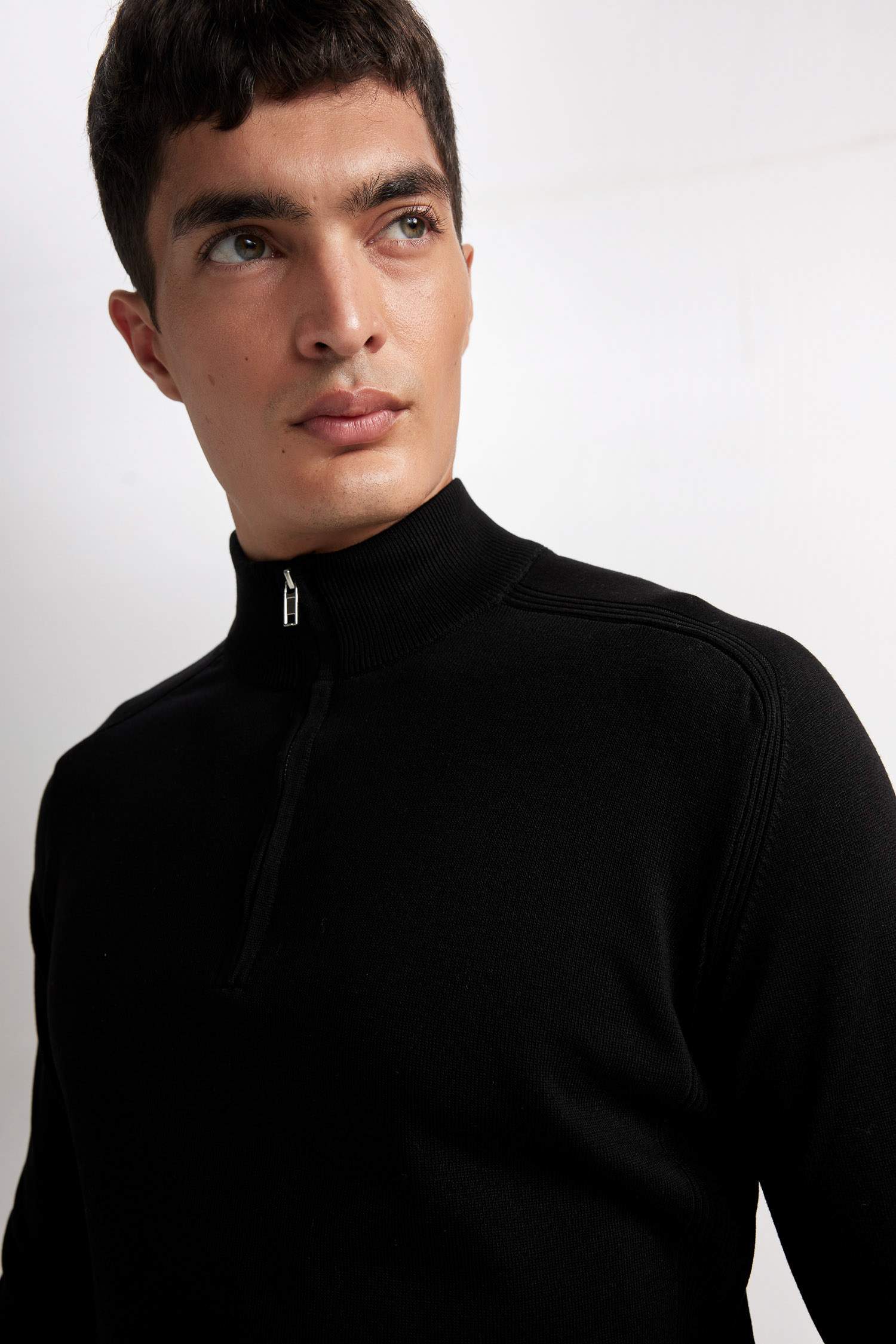 Standard Fit Half Zipper Soft Textured Premium Knitwear Pullover