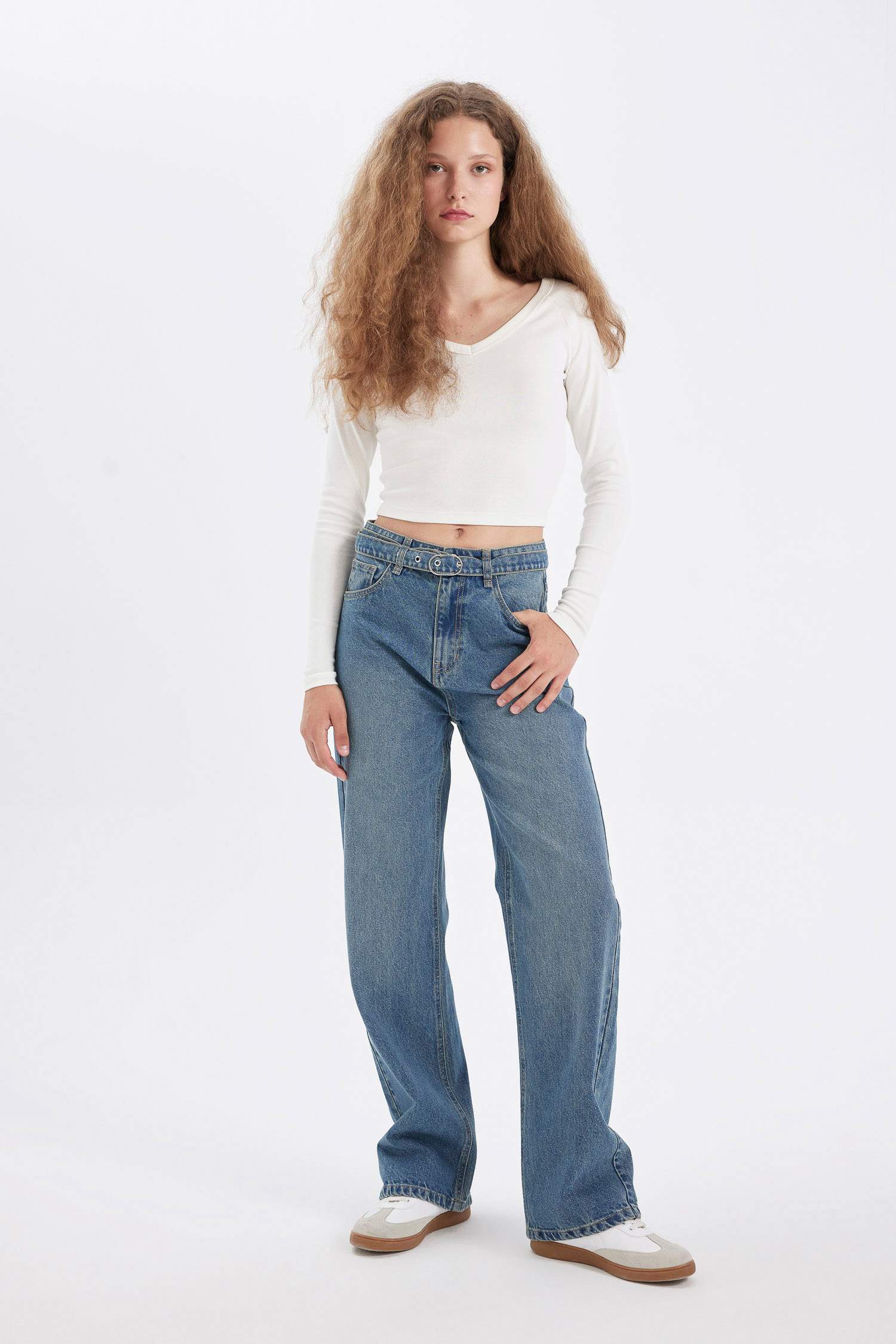 90-шы жылдардағы кең аяқ деним Шалбар