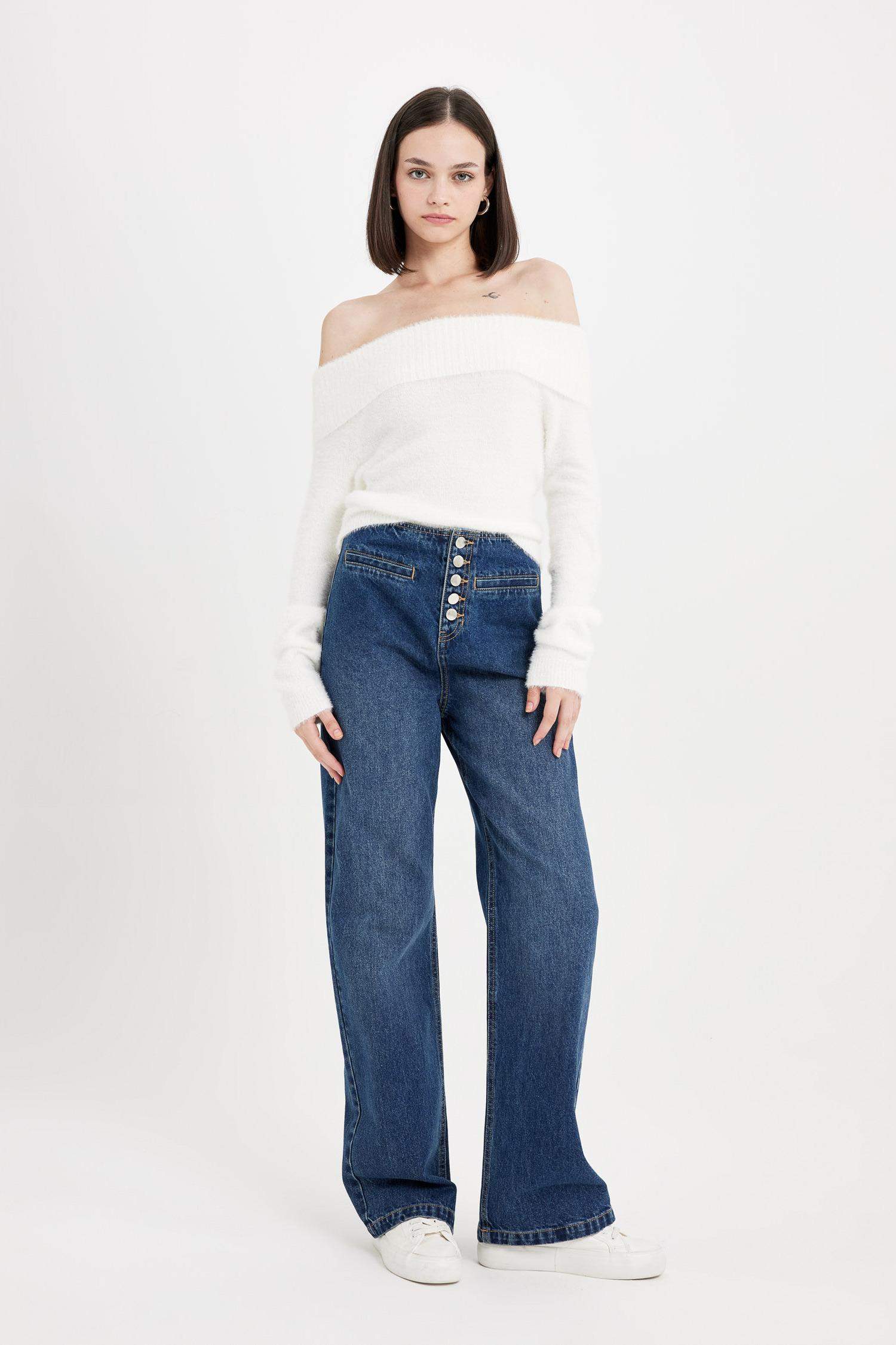 90's Wide Leg Yüksek Bel Uzun Jean Pantolon