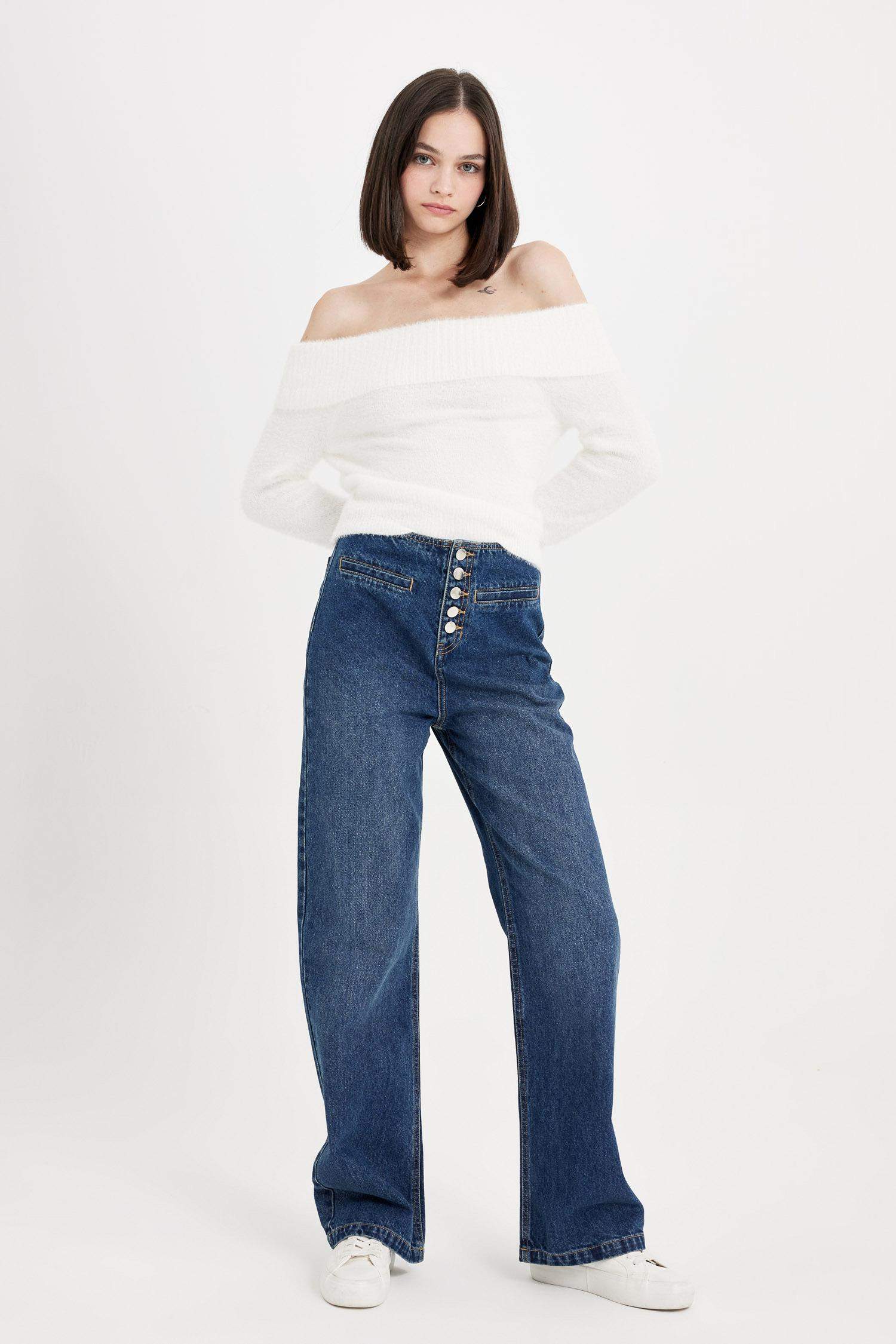 90's Wide Leg Yüksek Bel Uzun Jean Pantolon