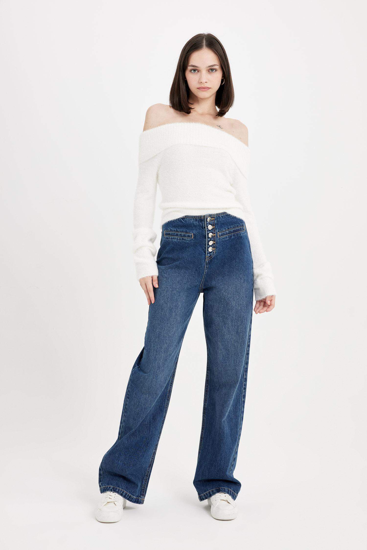 90's Wide Leg Yüksek Bel Uzun Jean Pantolon