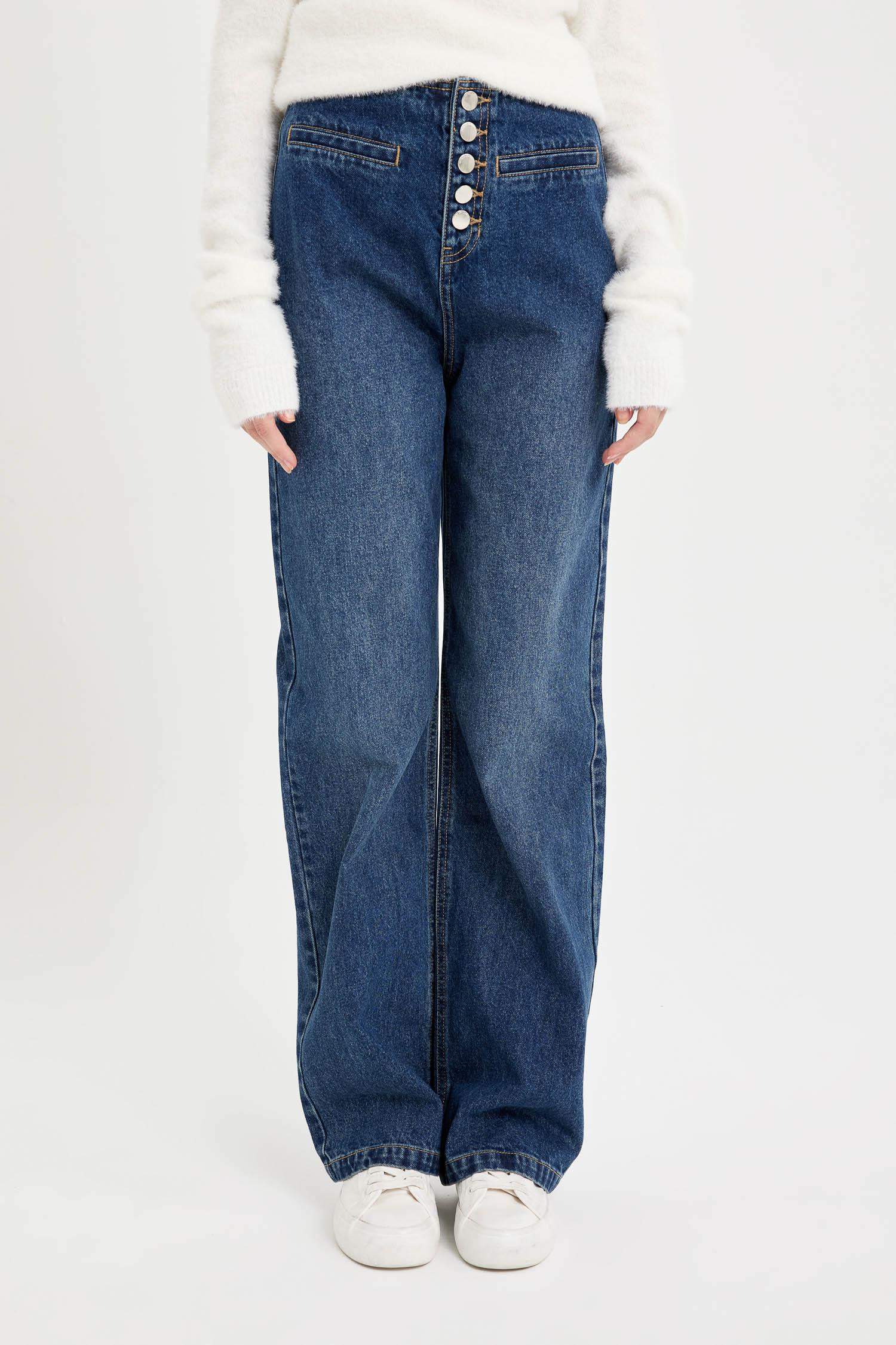 90's Wide Leg Yüksek Bel Uzun Jean Pantolon