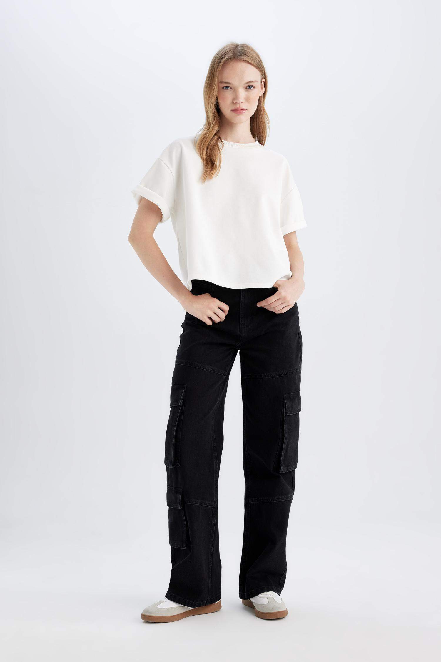 кең аяқ деним Шалбар