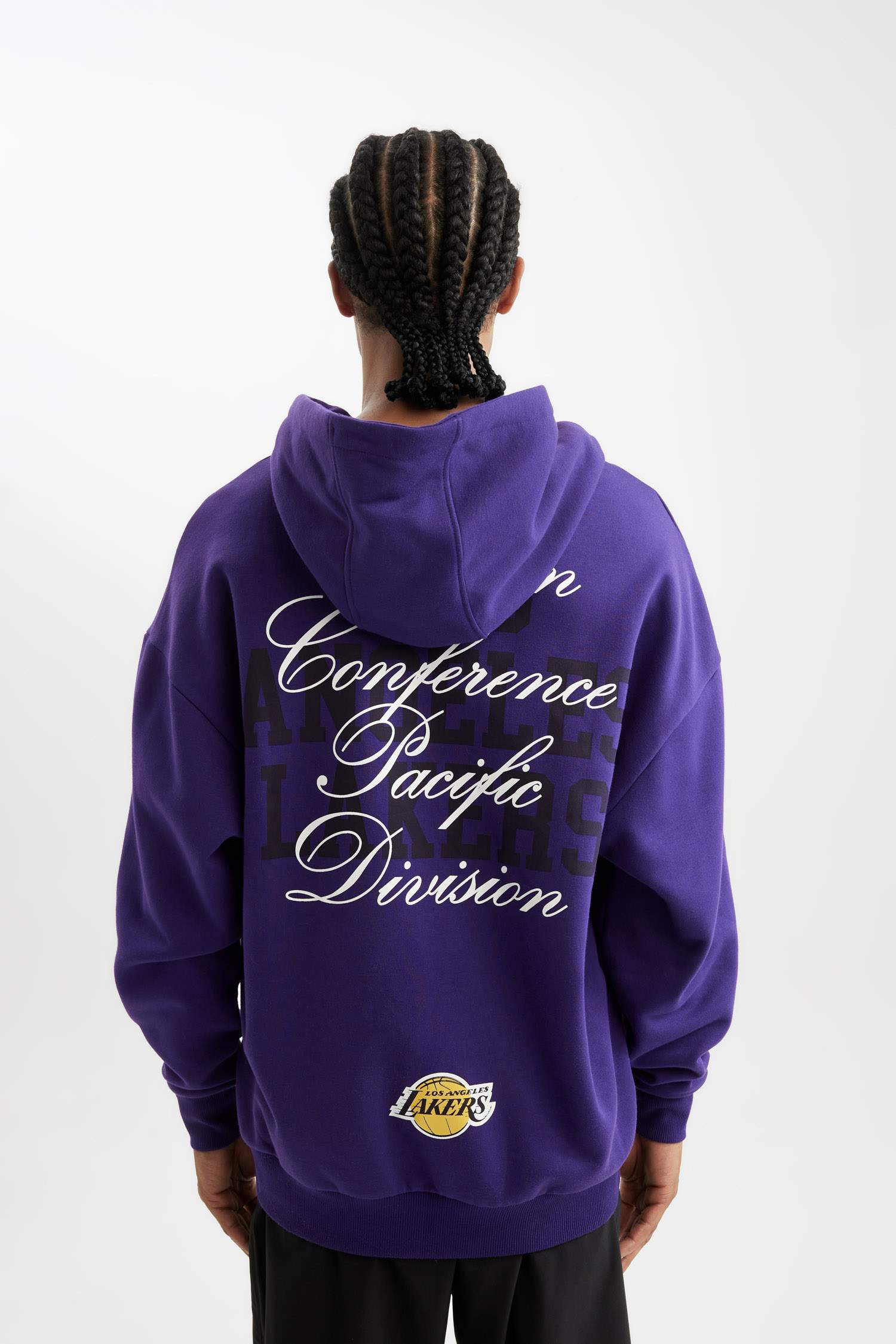 DeFactoFit NBA Los Angeles Lakers Oversize Geniş Kalıp Kapüşonlu Sırt Baskılı Sweatshirt