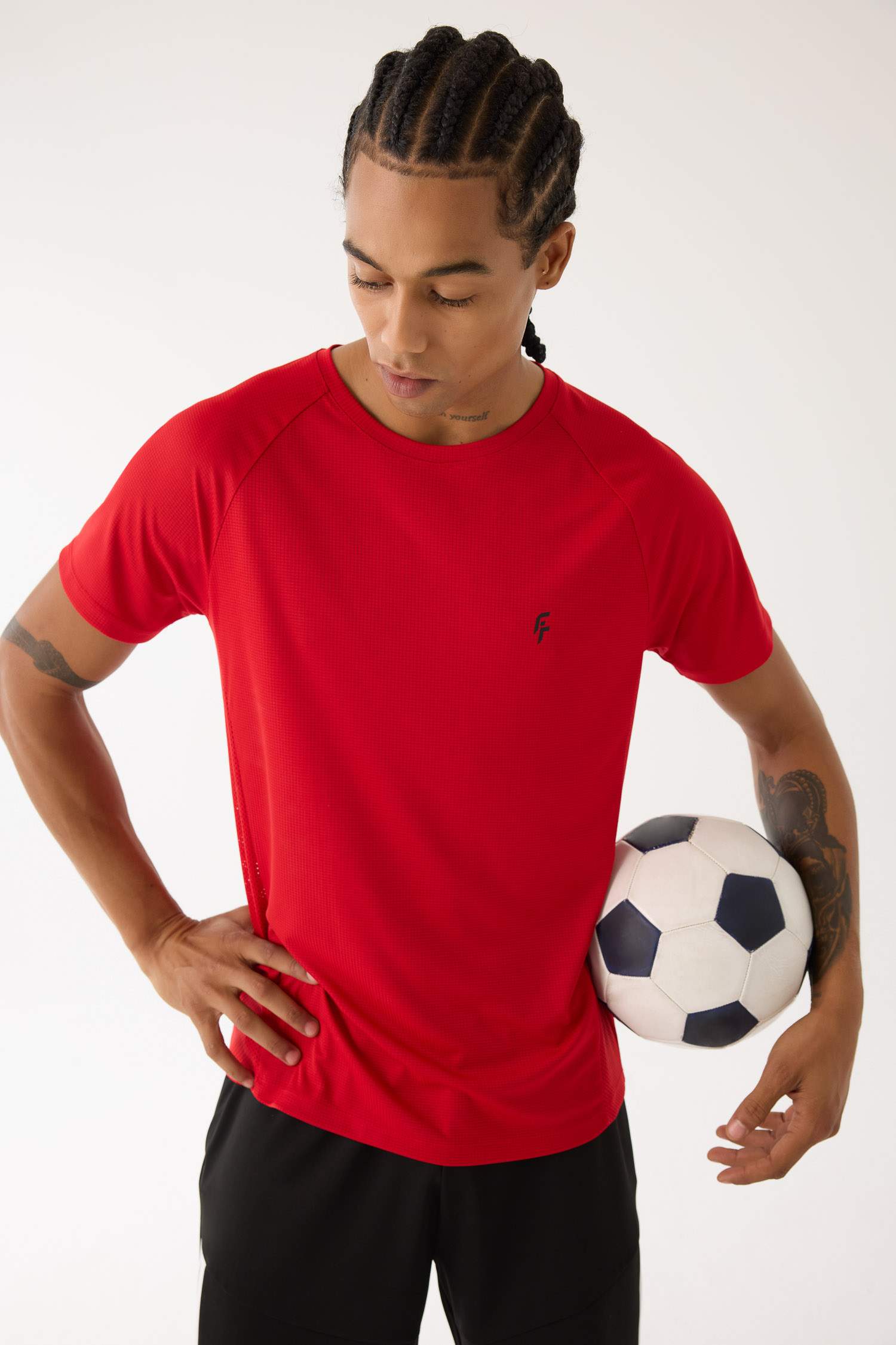 تيشيرت رياضي محبوك قصة عادية من DeFactoFit