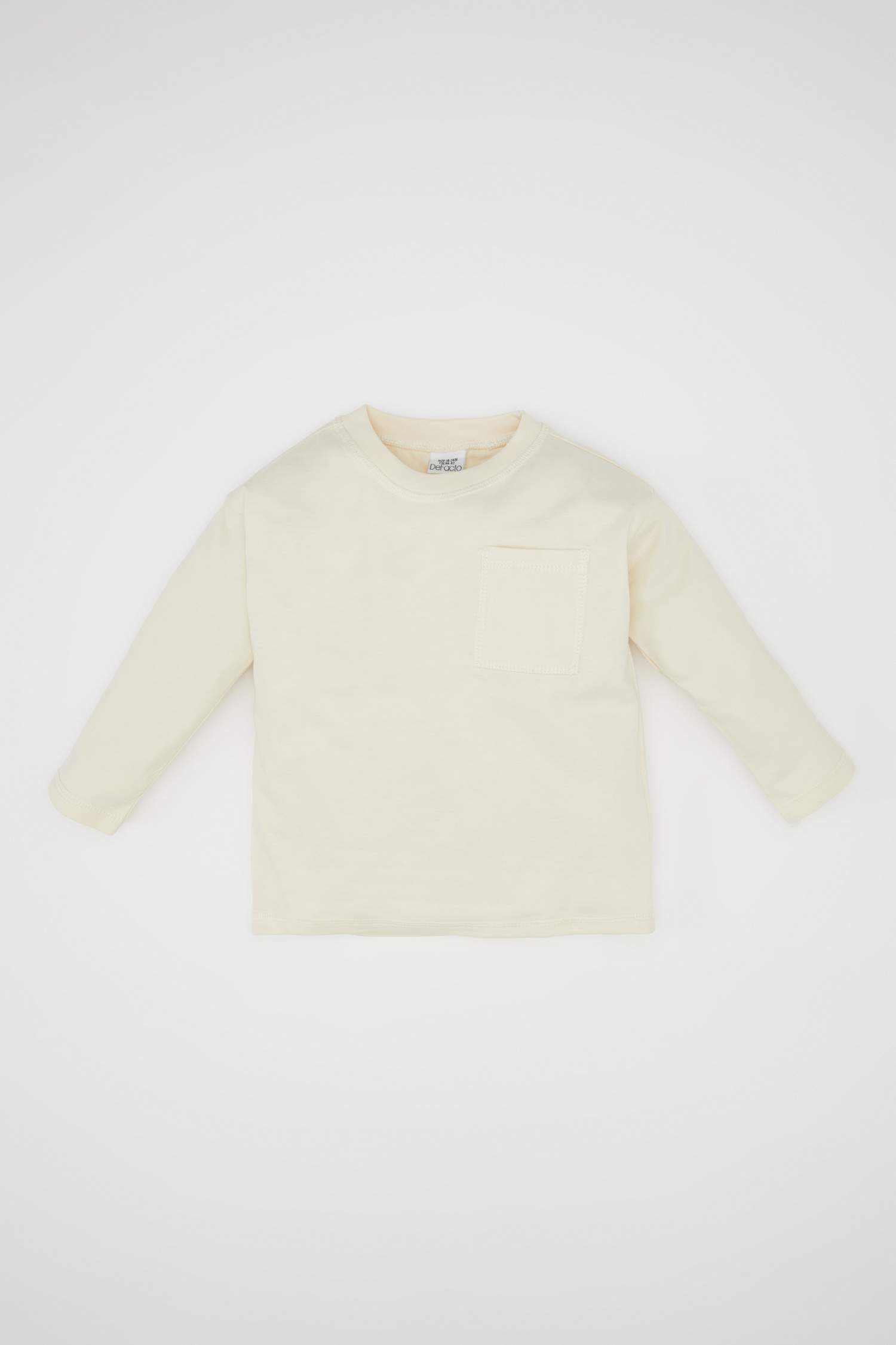 Erkek Bebek Bisiklet Yaka Uzun Kollu Basic Düz Tişört