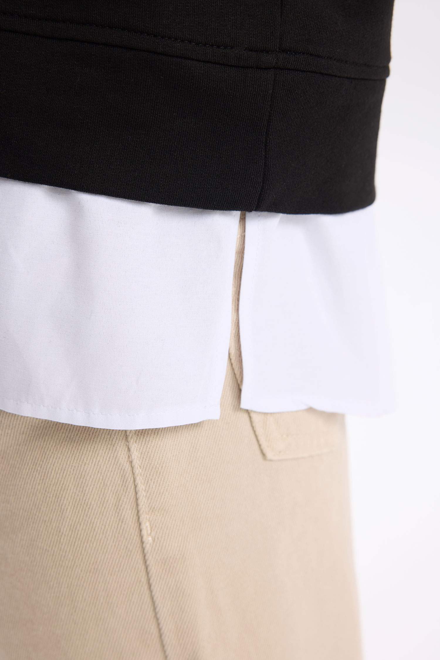 Kız Çocuk Relax Fit Bisiklet Yaka Etek Ucu Detaylı Sweatshirt