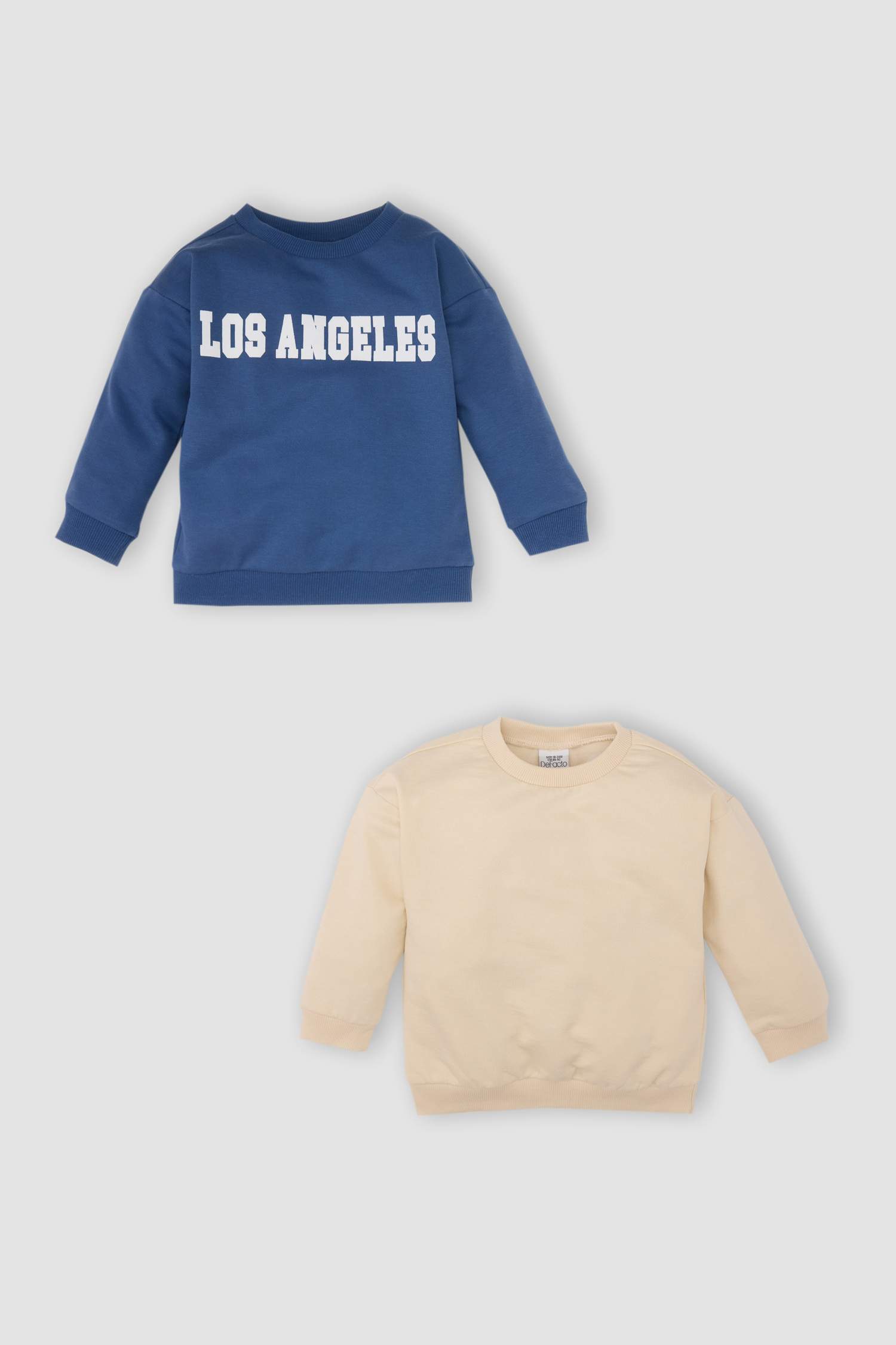 Erkek Bebek Bisiklet Yaka Baskılı İçi Yumuşak Tüylü 2'li Sweatshirt