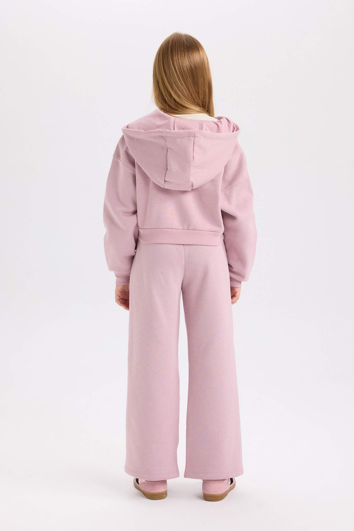 Kız Çocuk 2'li Takım Kapüşonlu Fermuarlı Sweatshirt Hırka Jogger Eşofman Altı