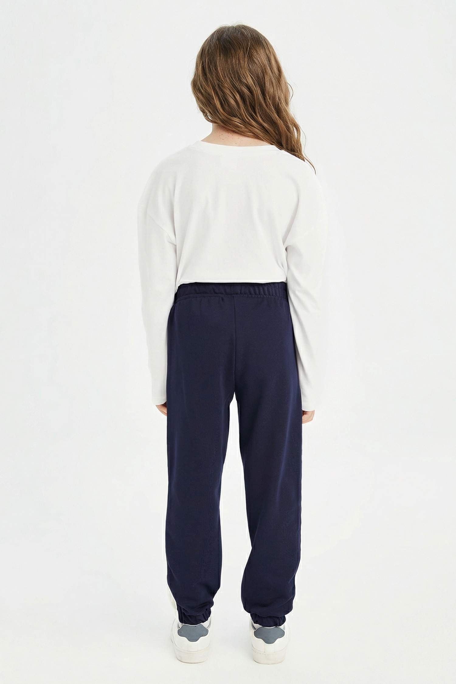 Kız Çocuk Baskılı Beli Paçası Lastikli Lacivert Jogger Eşofman Altı