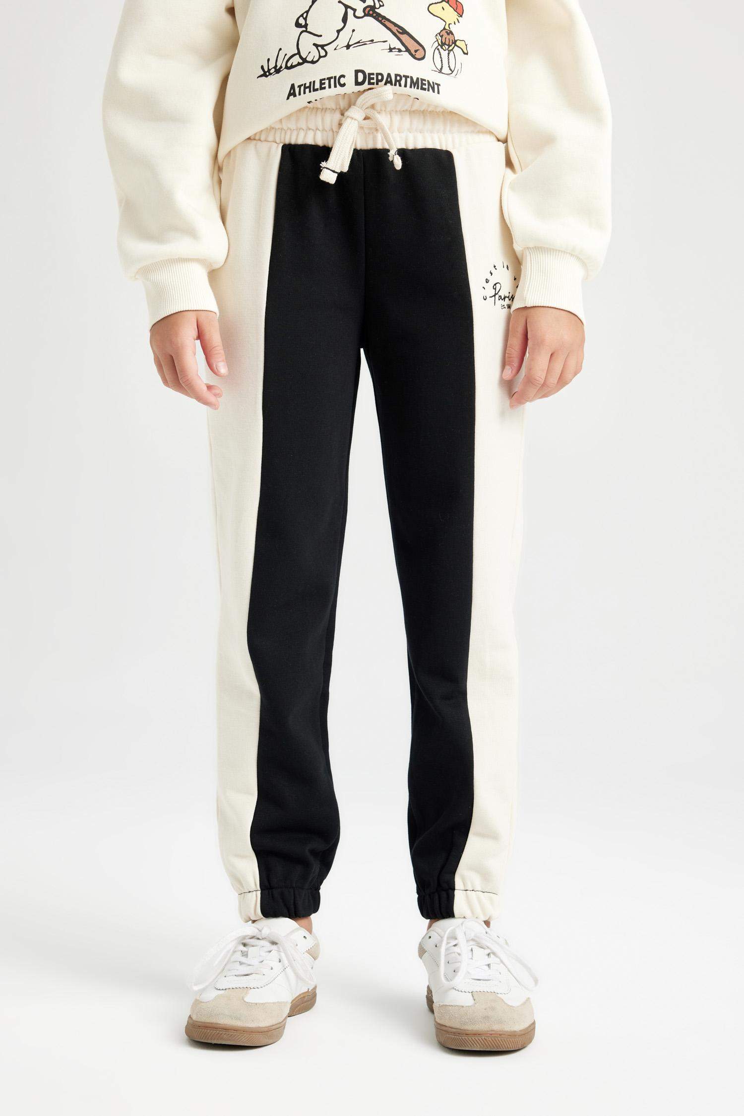 Kız Çocuk Renk Bloklu Beli Paçası Lastikli Jogger Eşofman Altı